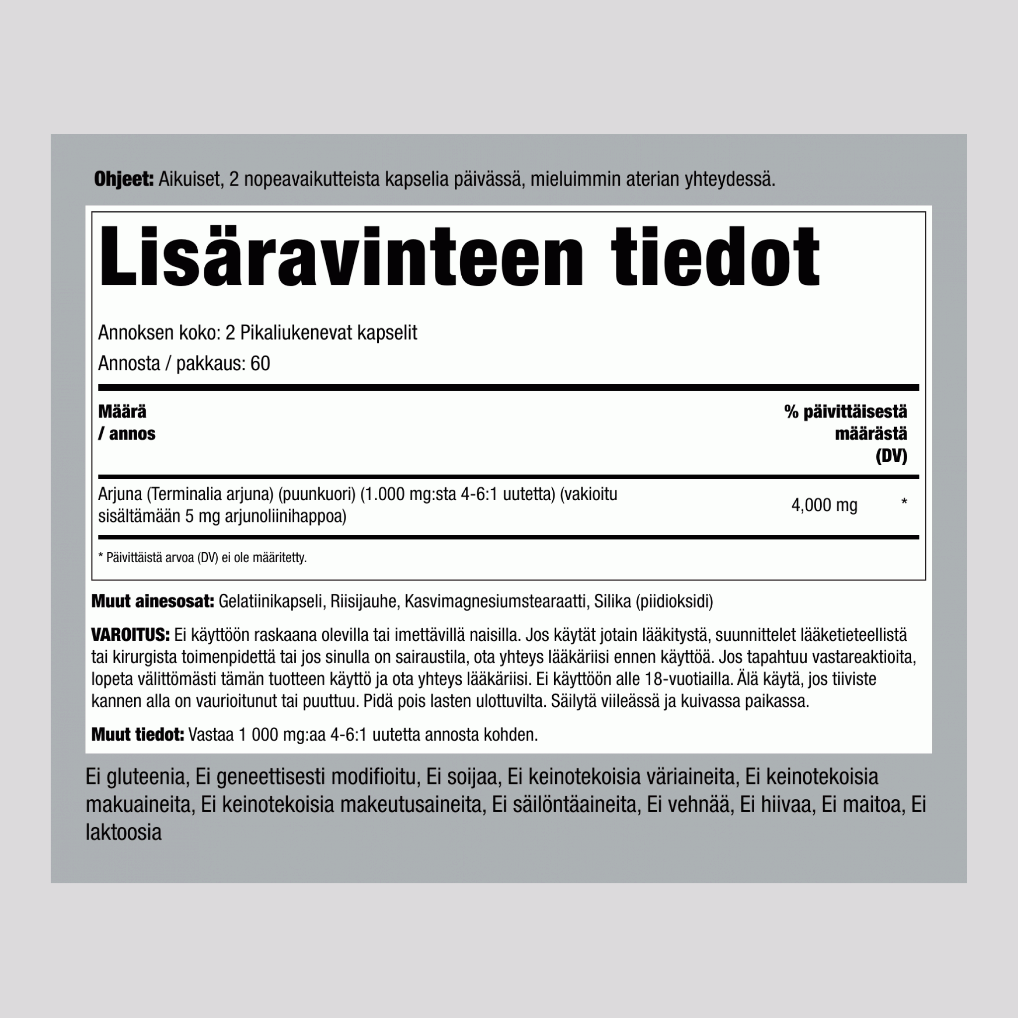 Arjuna  4000 mg/annos 120 Pikaliukenevat kapselit     