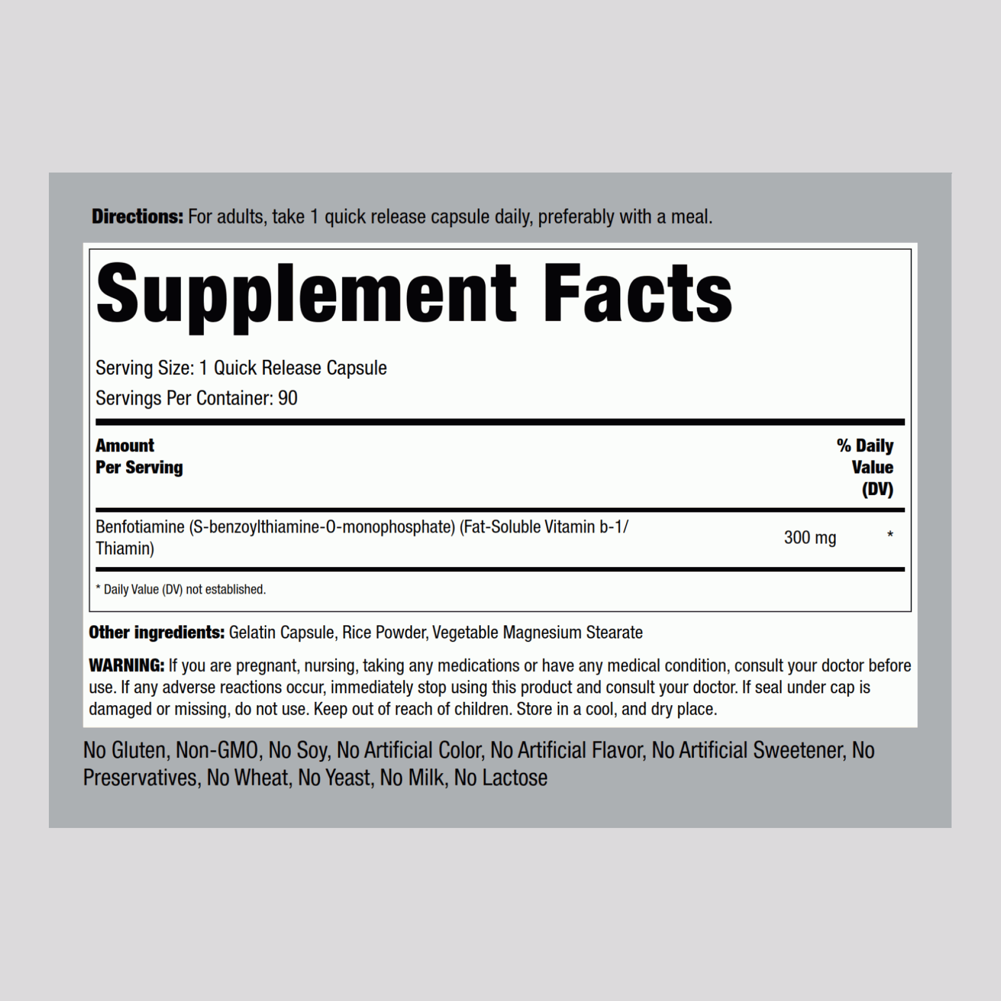 苯磷硫胺（脂溶性維生素B-1） 300 mg 90 快速釋放膠囊     