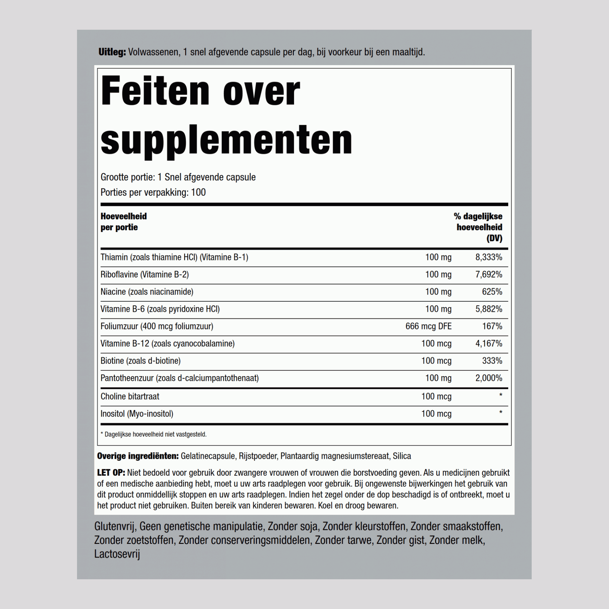 B-100 vitamine B-complex 100 Snel afgevende capsules       