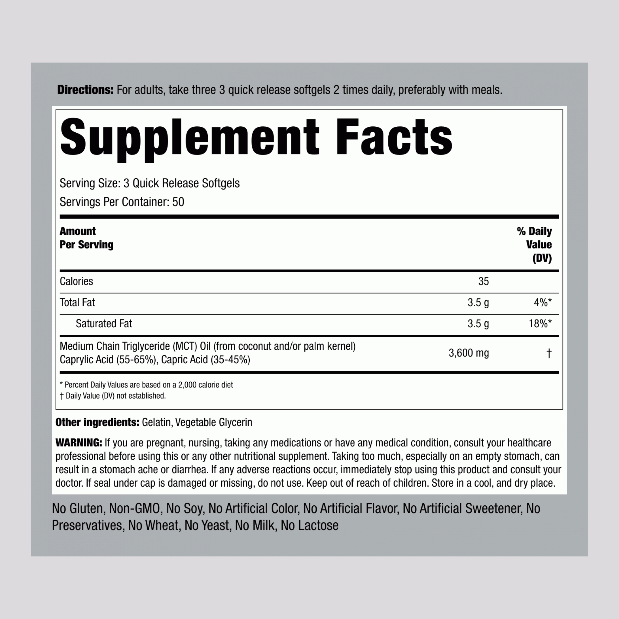 MCT Oil, 3600 mg (per serving), 150 Quick Release Softgels, 2  Bottles