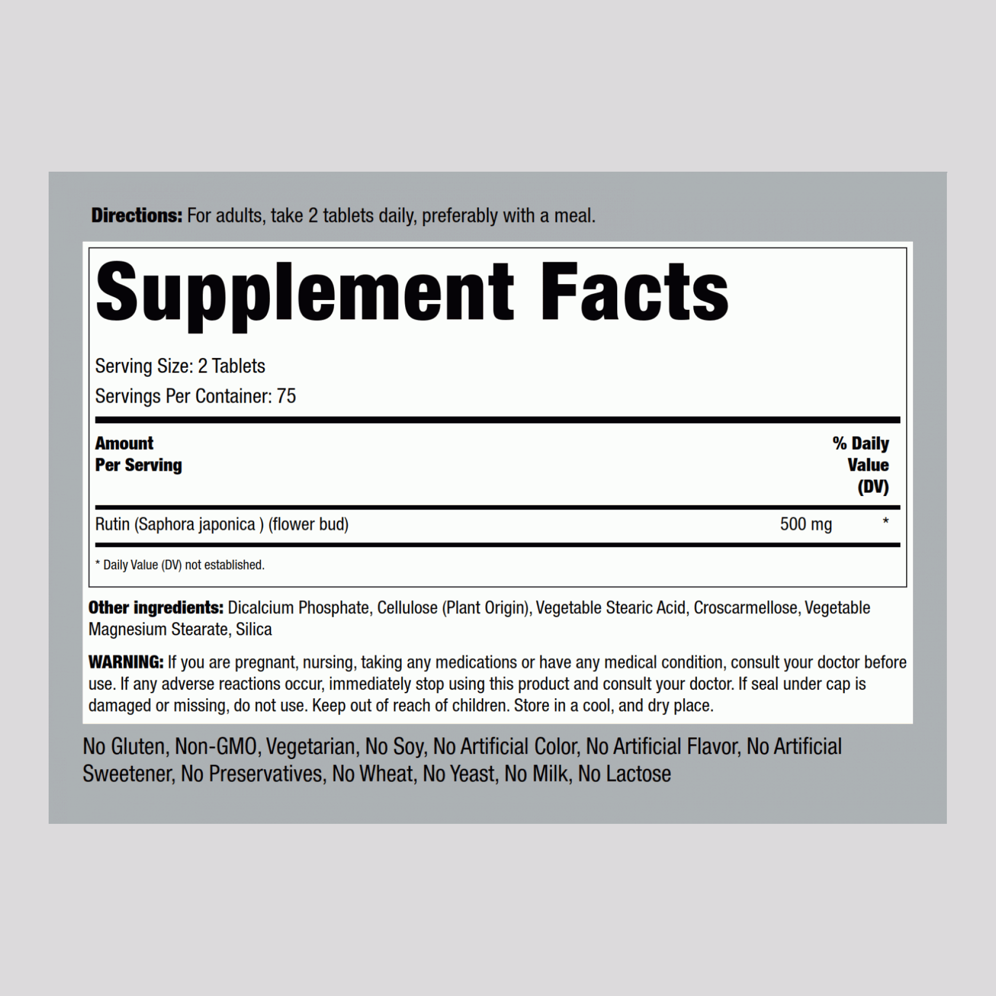 Rutin, 500 mg (per serving), 150 Caplets