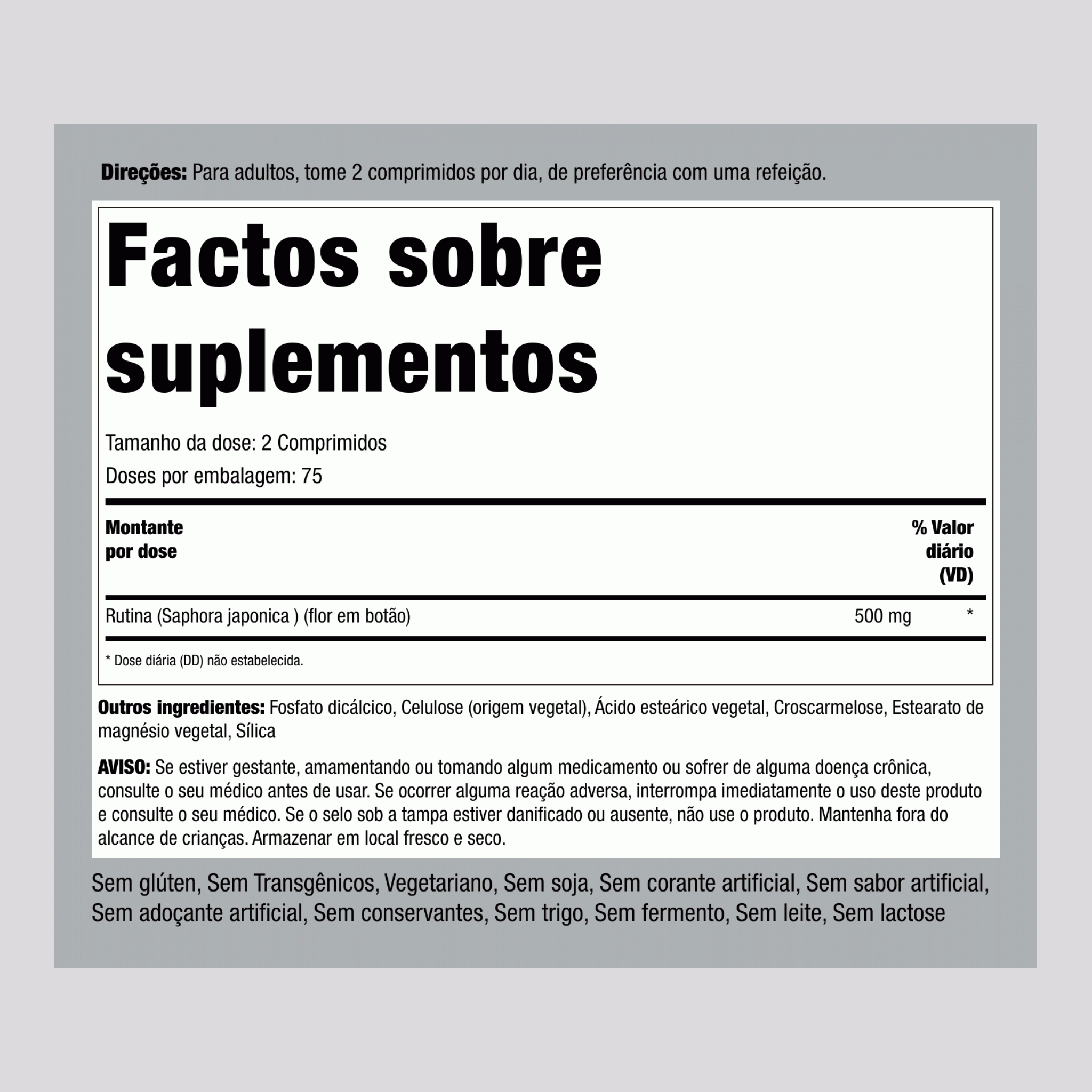 Rutina, 500 mg (por porção), 150 Comprimidos