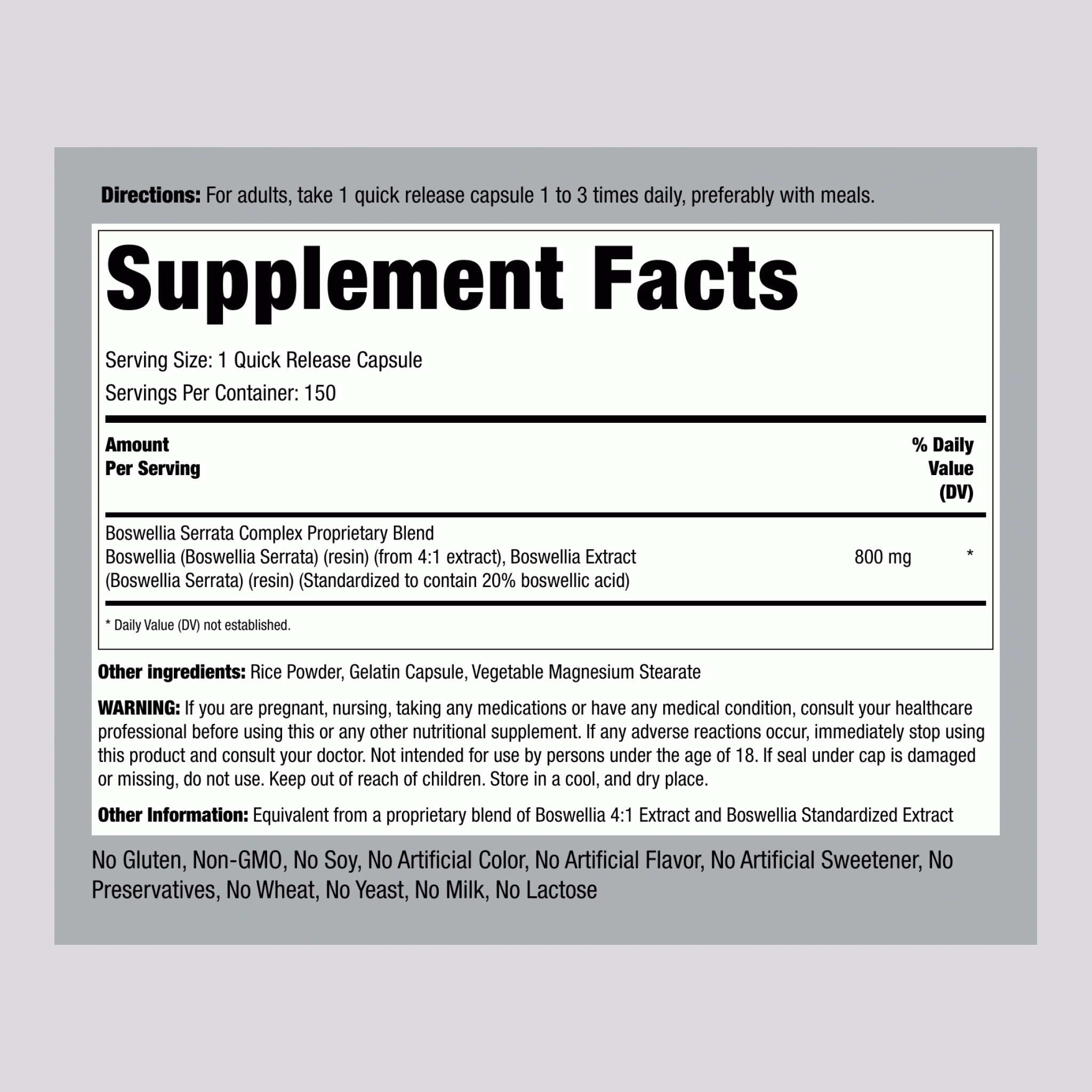 齒葉乳香標準裝複合膠囊 ,  800 mg 150 快速釋放膠囊 2 瓶子