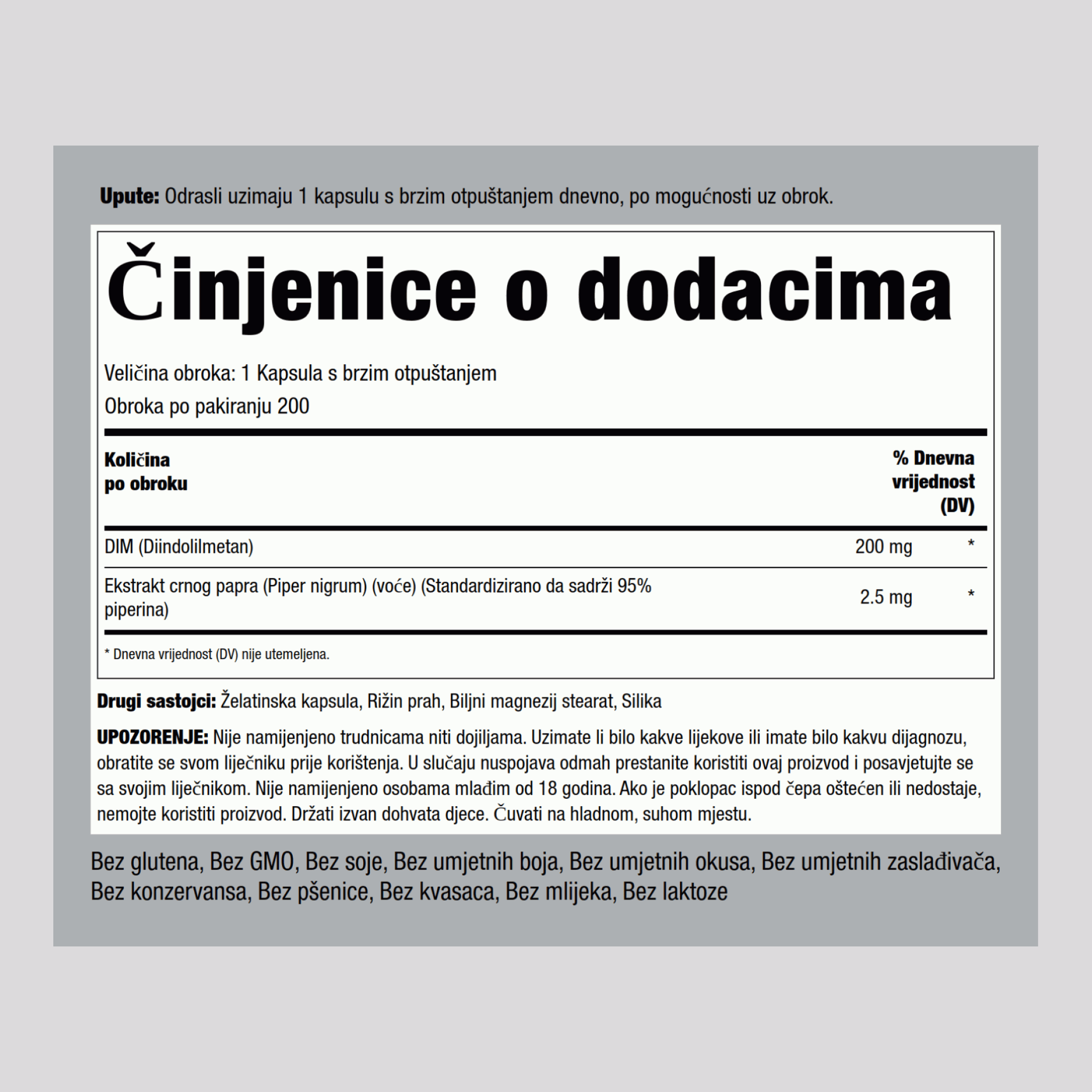 DIM (diindolylmethane),  200 mg 200 Gélules à libération rapide 2 Bouteilles