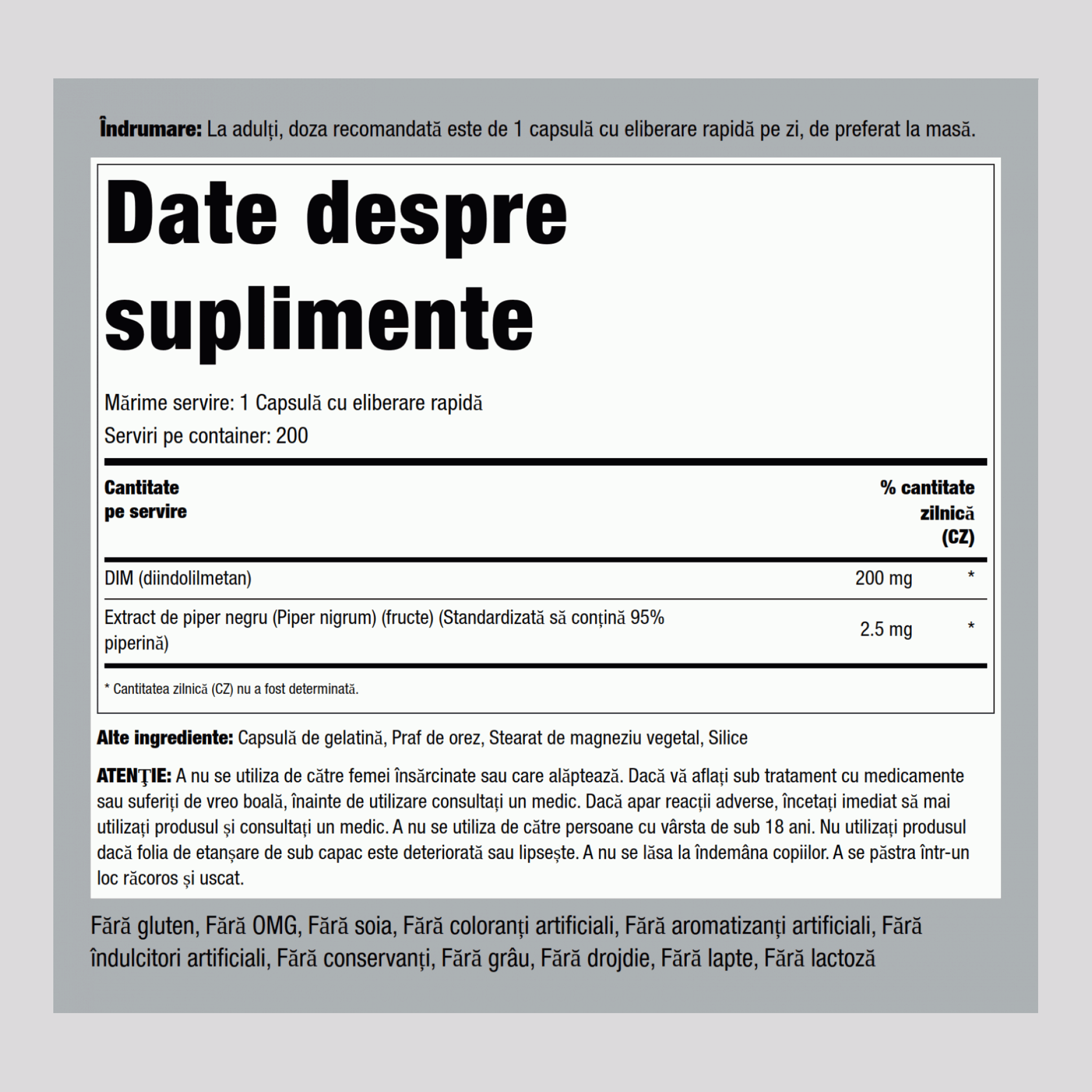 DIM (diindolylmethane),  200 mg 200 Gélules à libération rapide 2 Bouteilles