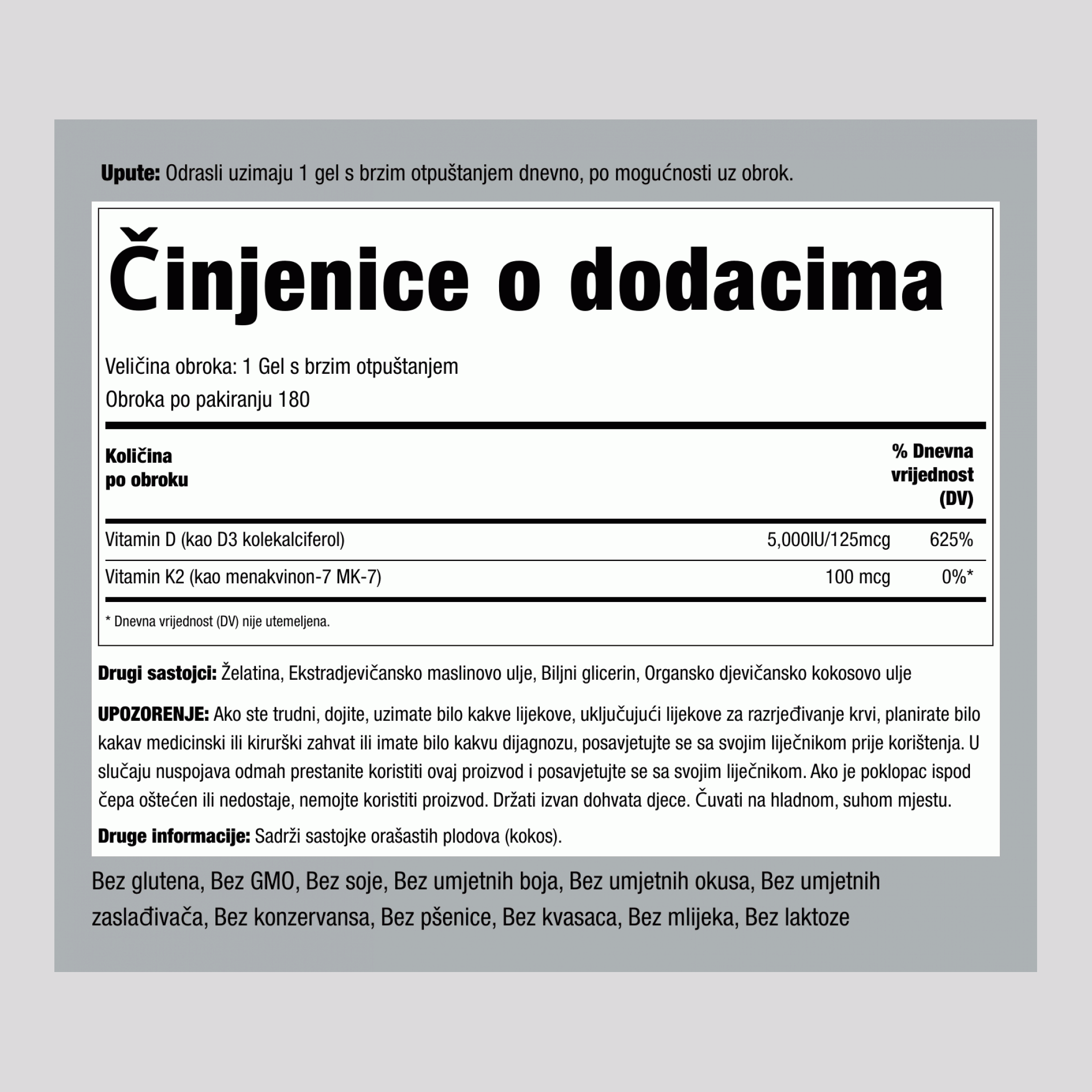 K-2 kompleks bez D3 180 Gelovi s brzim otpuštanjem 2 Boce     