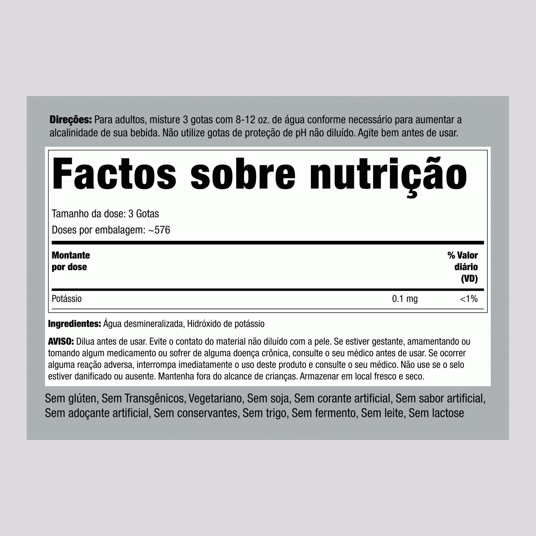 Gotas de proteção de incremento alcalino de pH,  2 fl oz 59 ml Frasco conta-gotas 2 Frascos conta-gotas