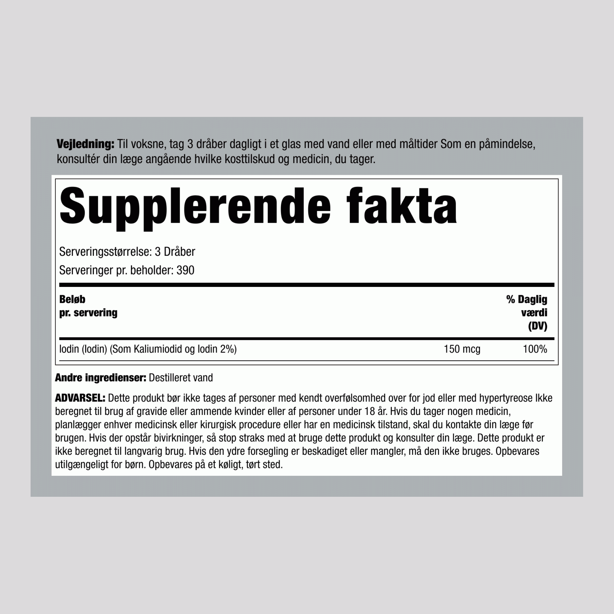 Flydende jod 2 fl oz 59 ml Pipetteflaske    