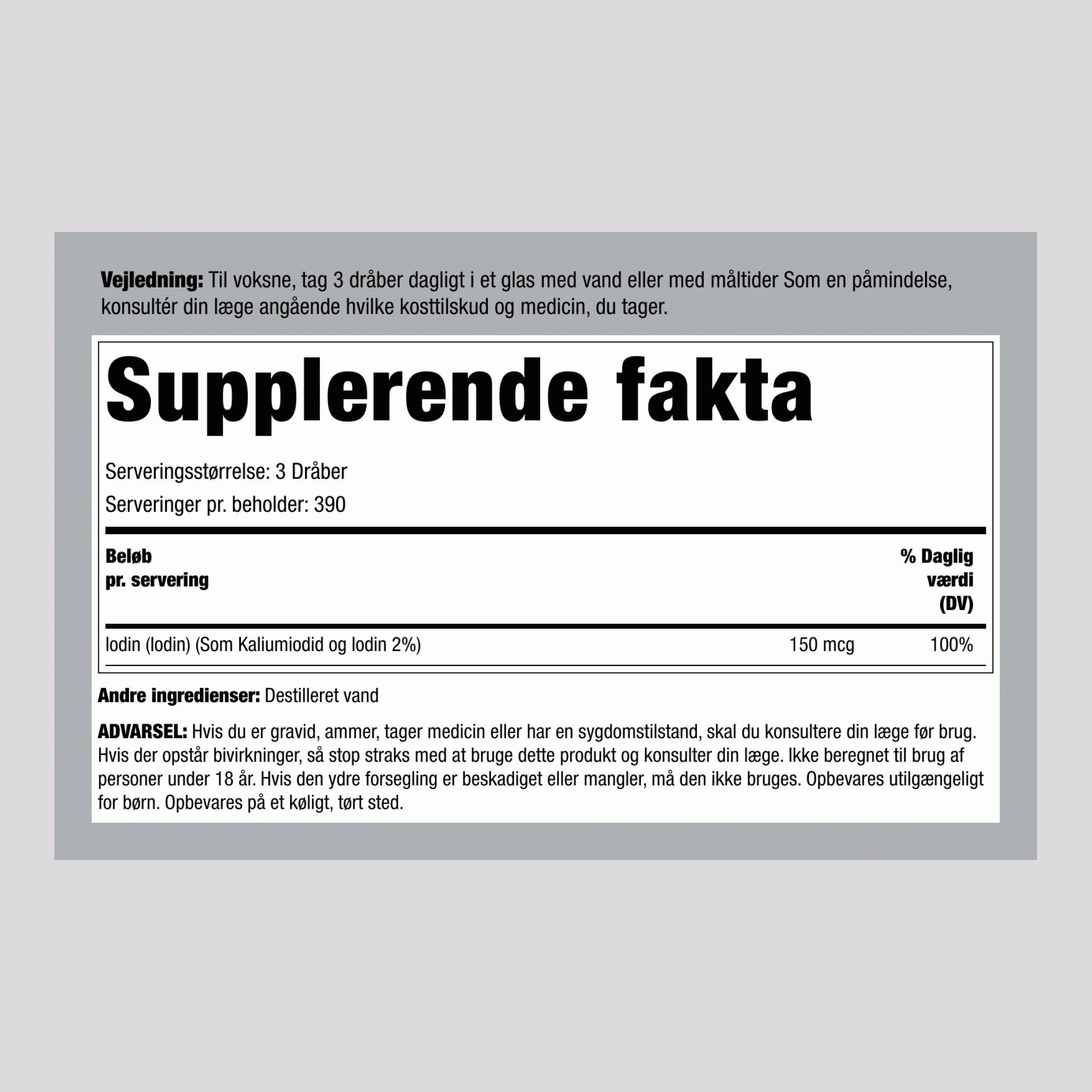 Flydende jod,  2 fl oz 59 ml Pipetteflaske 2 Flasker