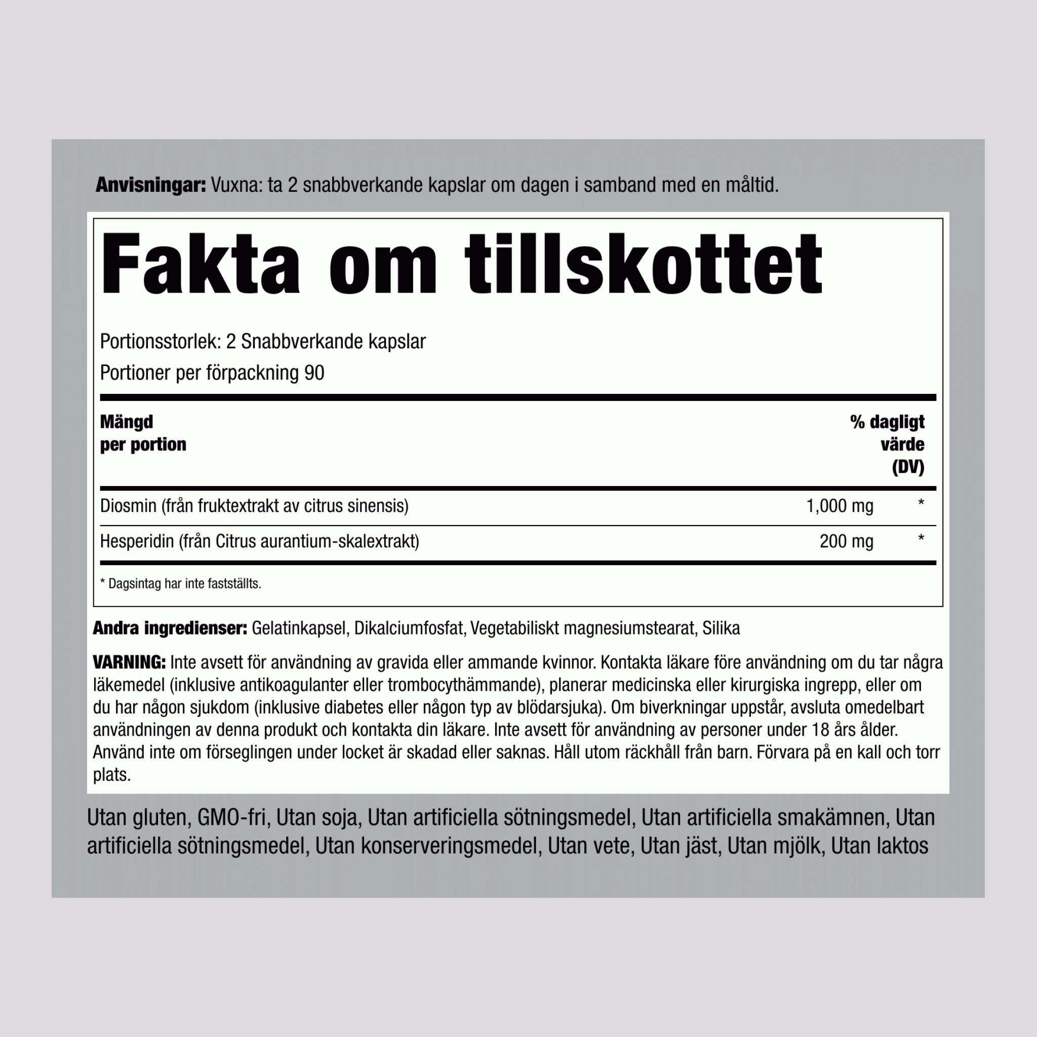 Diosmin med Hesperidin 1200 mg 180 Snabbverkande kapslar