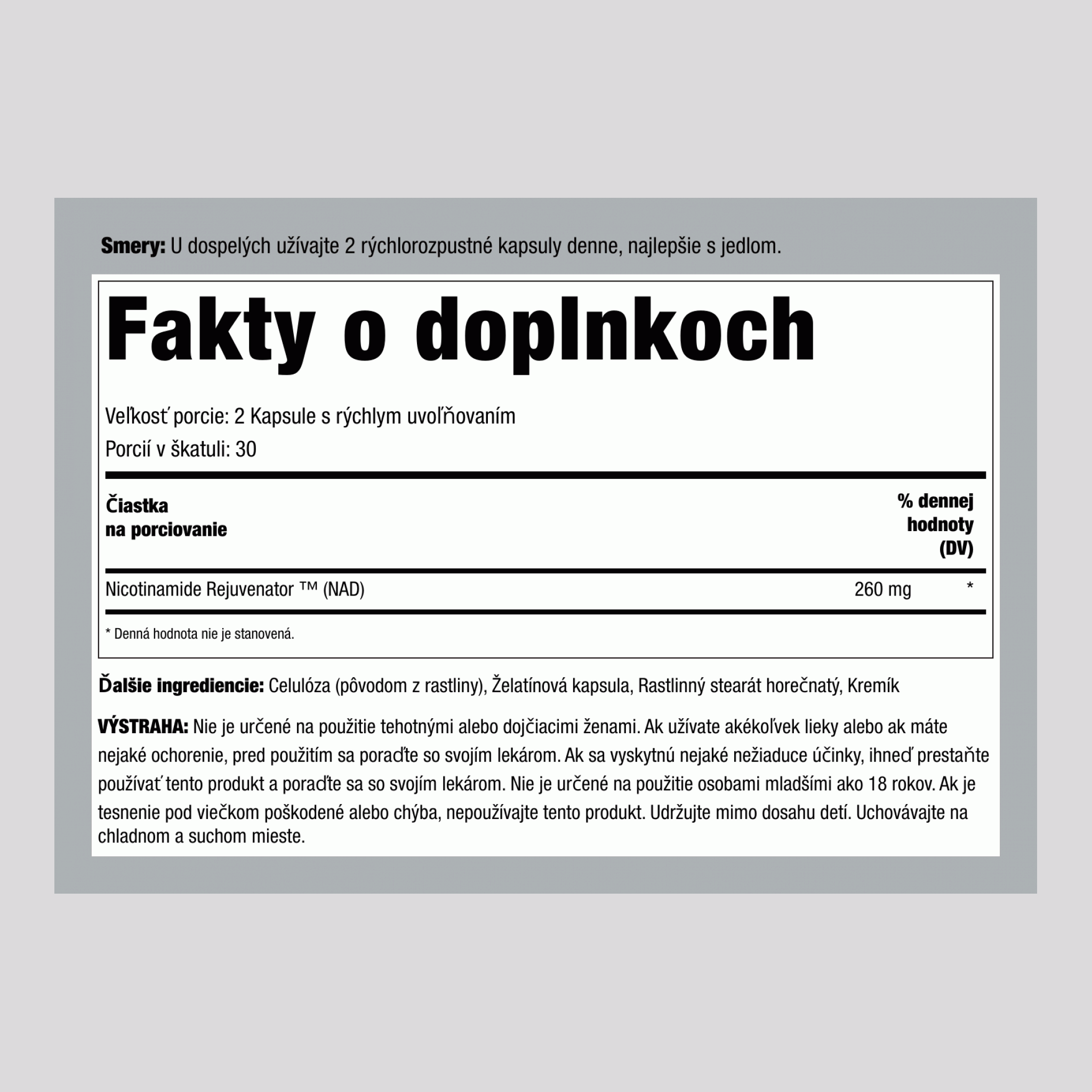 NAD 260 mg (v jednej dávke) 60 Kapsule s rýchlym uvoľňovaním 2 Fľaše   