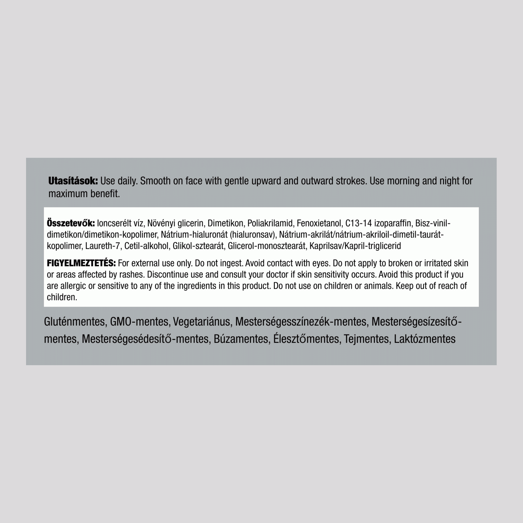 Hialuronsav gélkrém 4 oz 113 g Korsó    