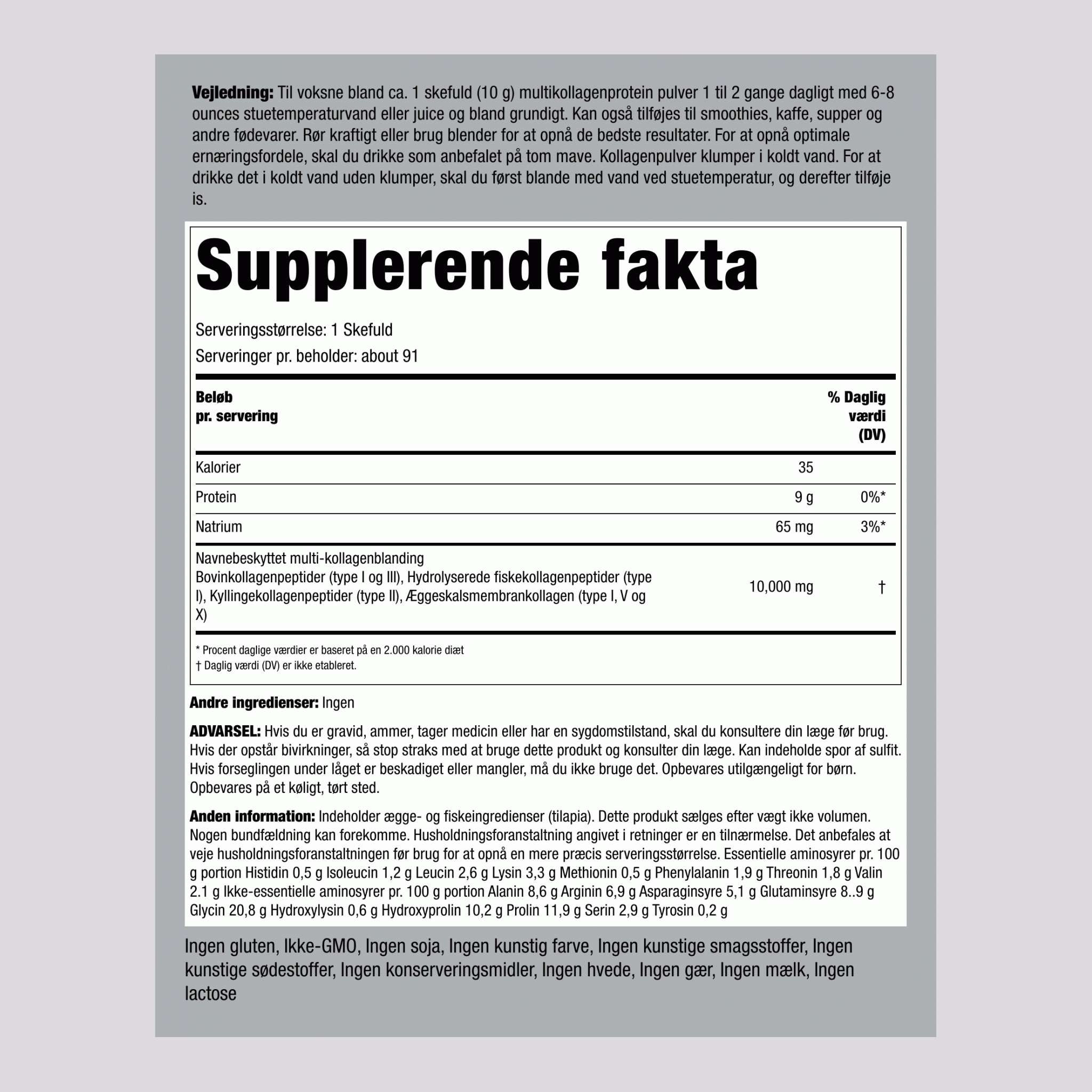 Multi Collagen Protein Pulver, 10.000 mg (per portion), 32 oz (908 g) Flaske