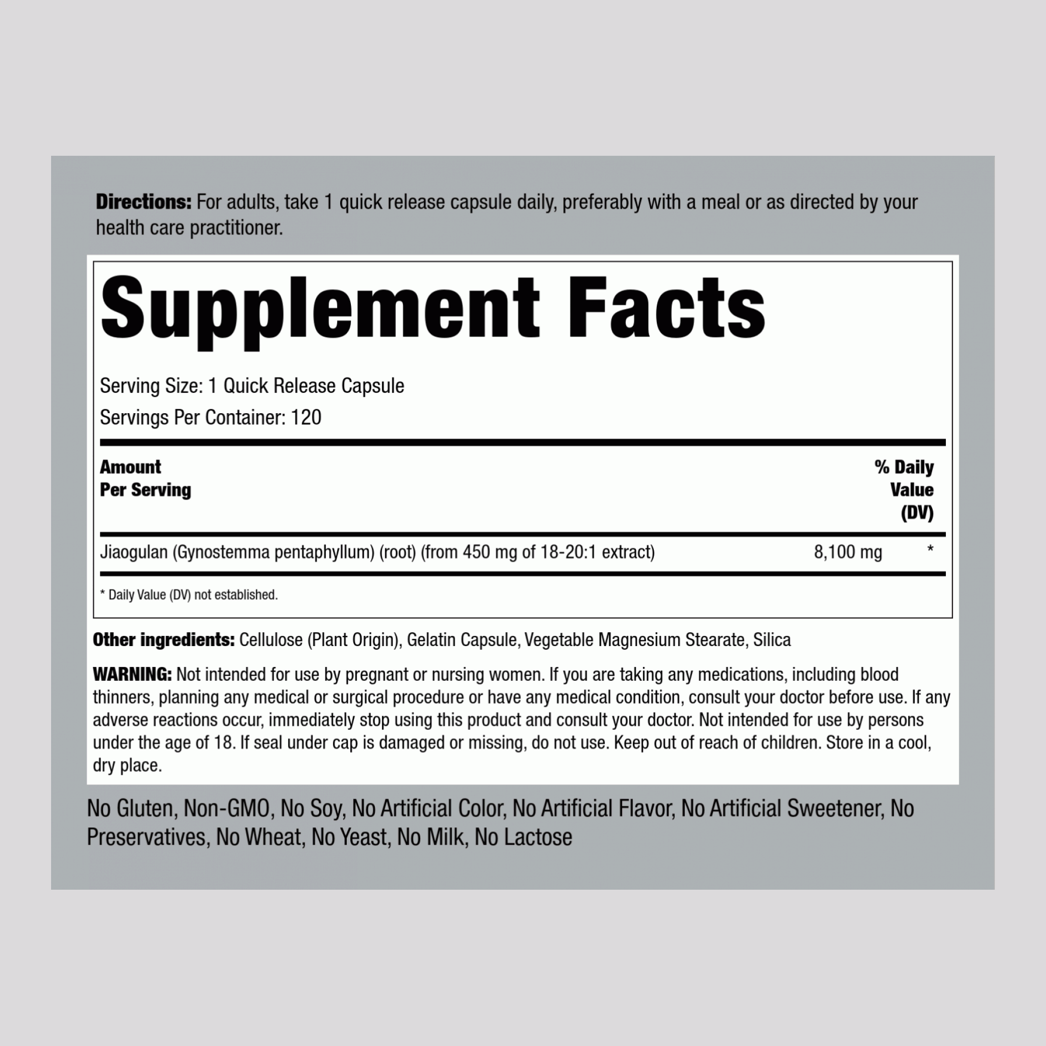 Jiaogulan, 8100 mg, 120 Quick Release Capsules
