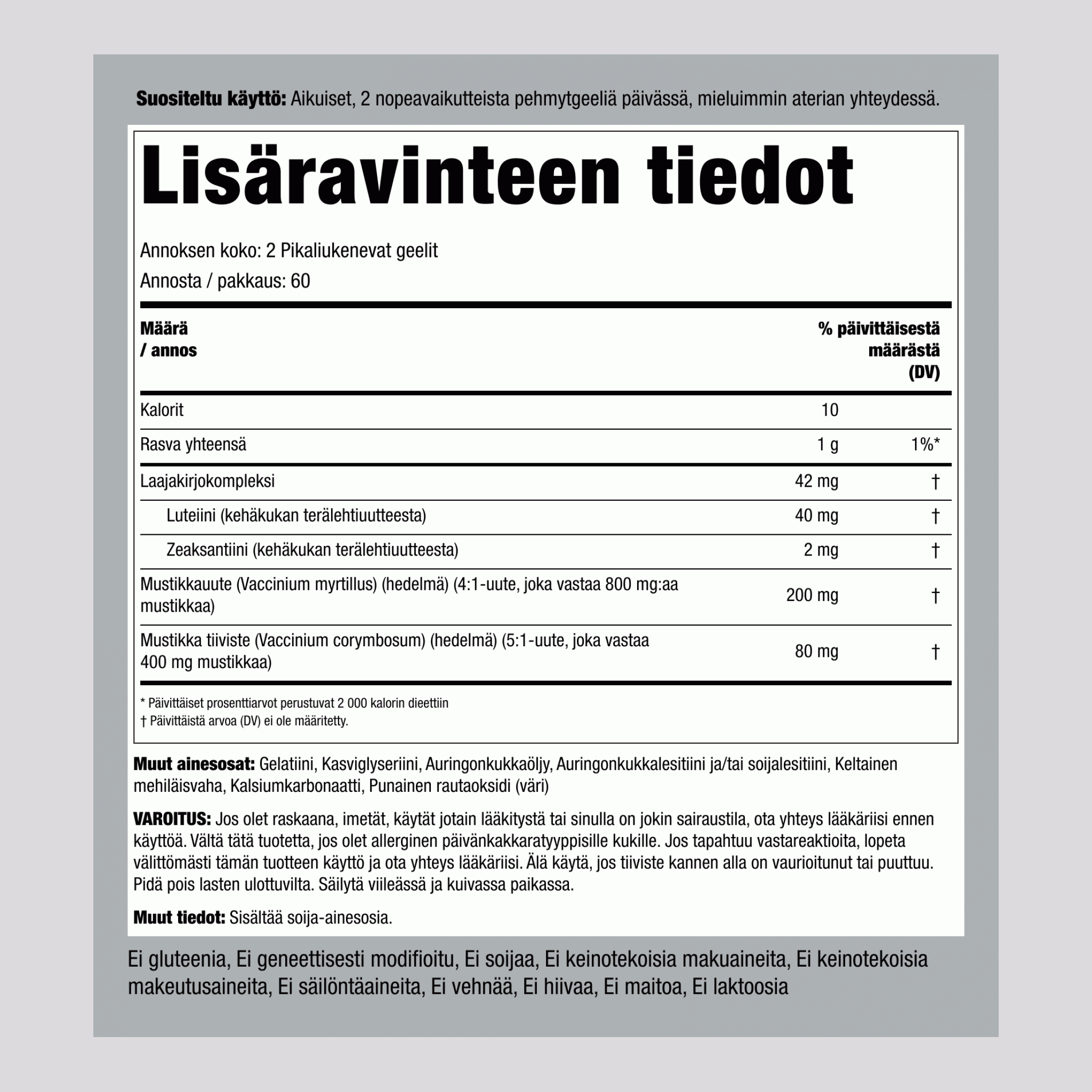 Laaja-alainen silmäresepti 120 Pikaliukenevat geelit       