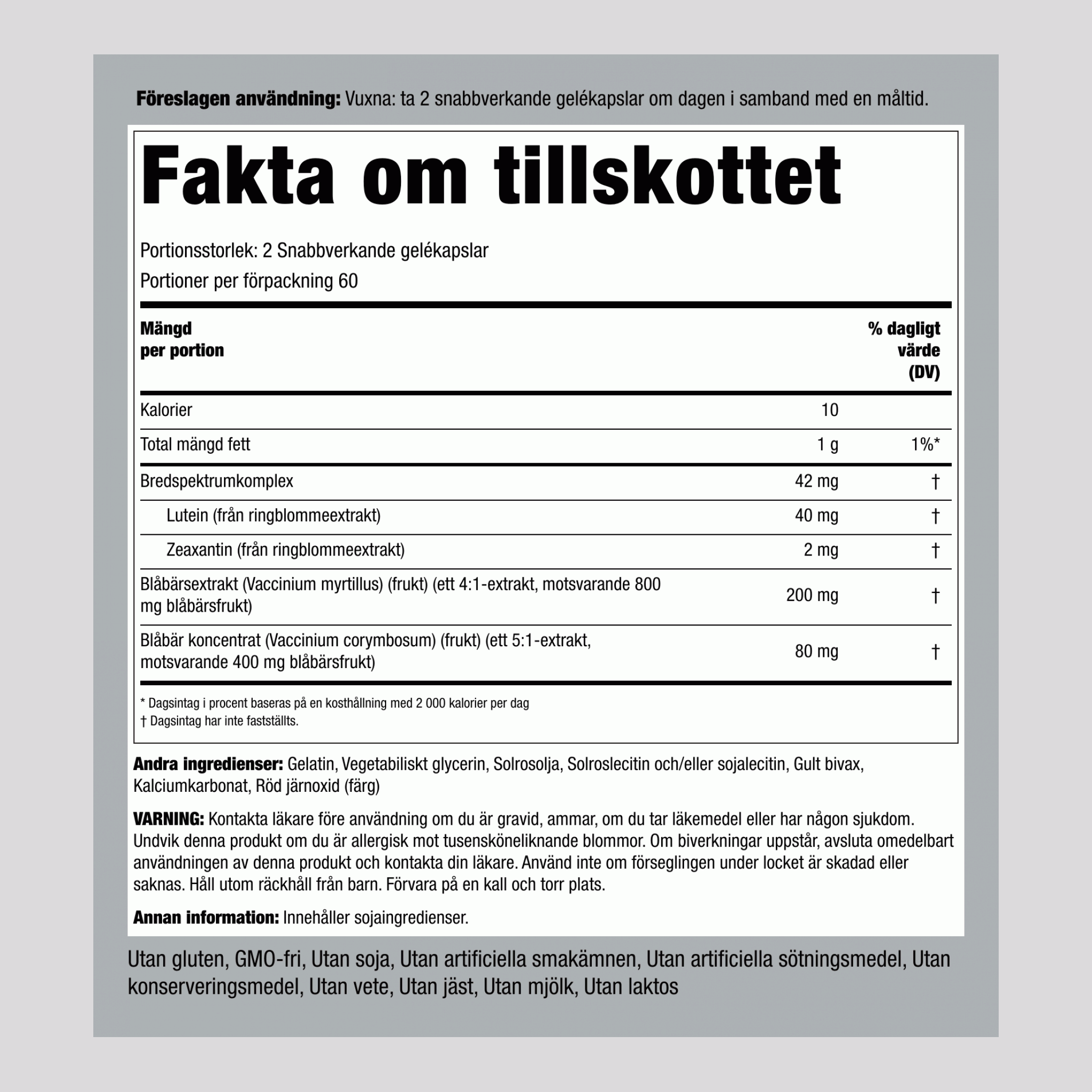 Ögonformula, bredspektrum 120 Snabbverkande gelékapslar       
