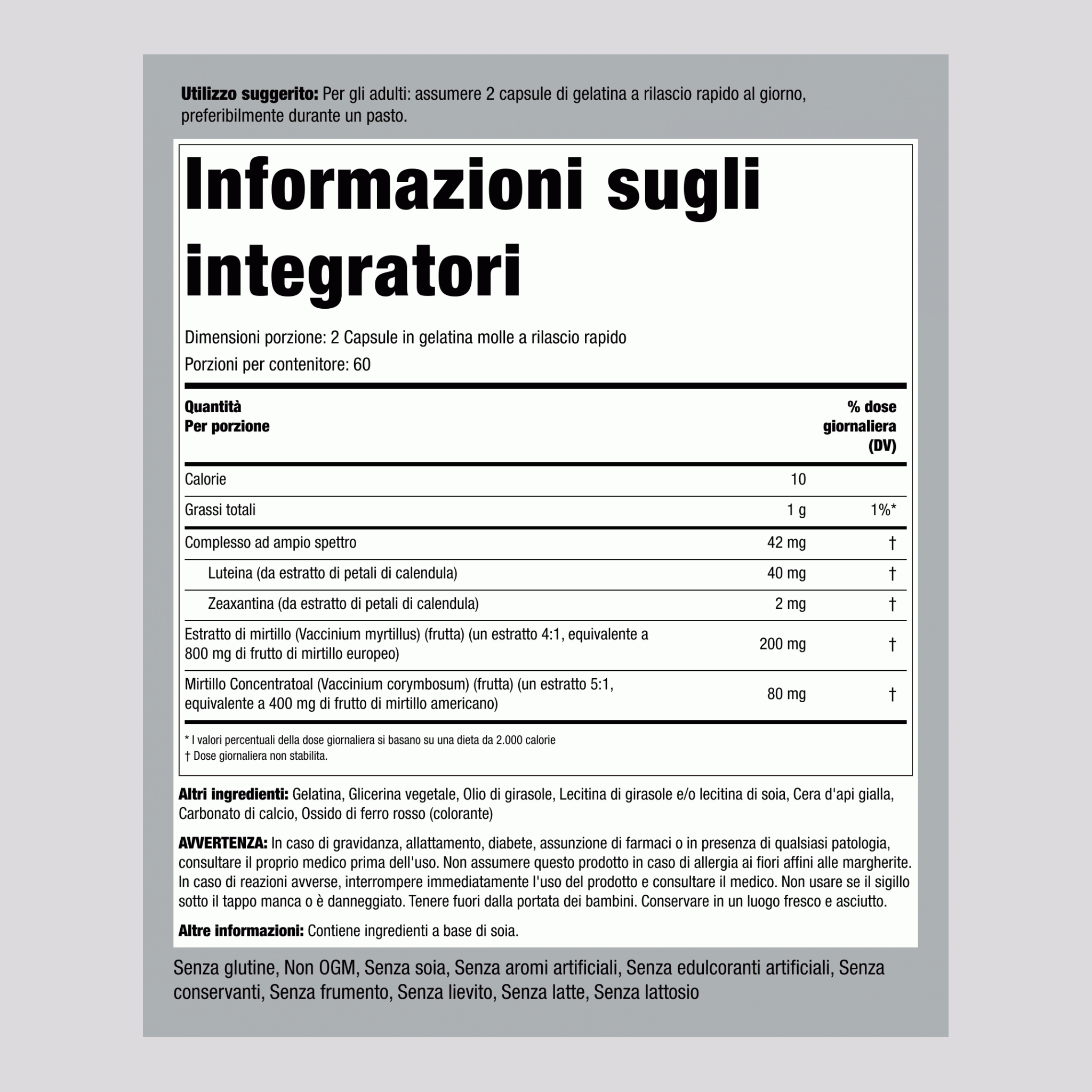 Formula per gli occhi ad ampio spettro,  120 Capsule in gelatina molle a rilascio rapido 2 Bottiglie