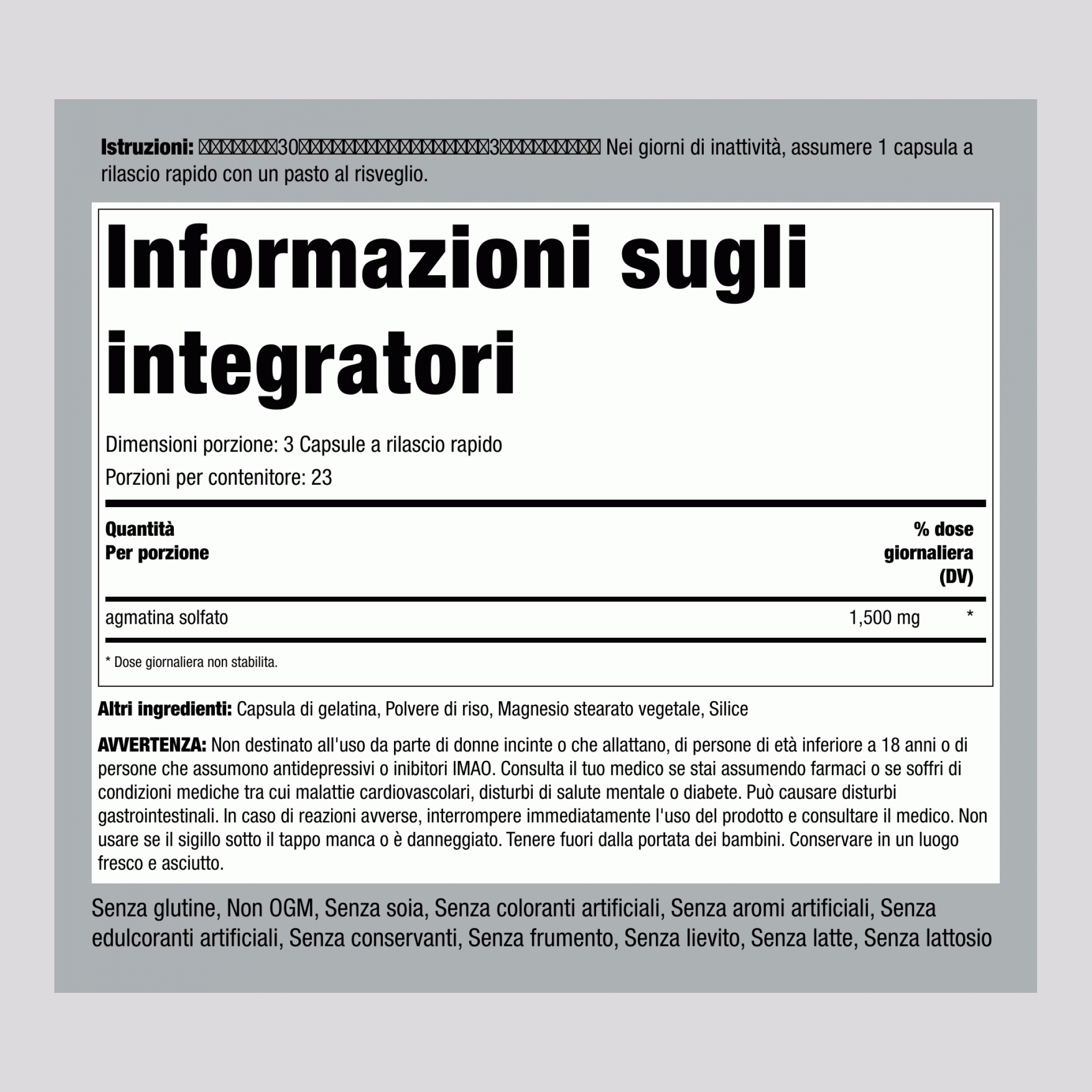Solfato di Agmatina, 1500 mg (per porzione), 70 capsule a rilascio rapido