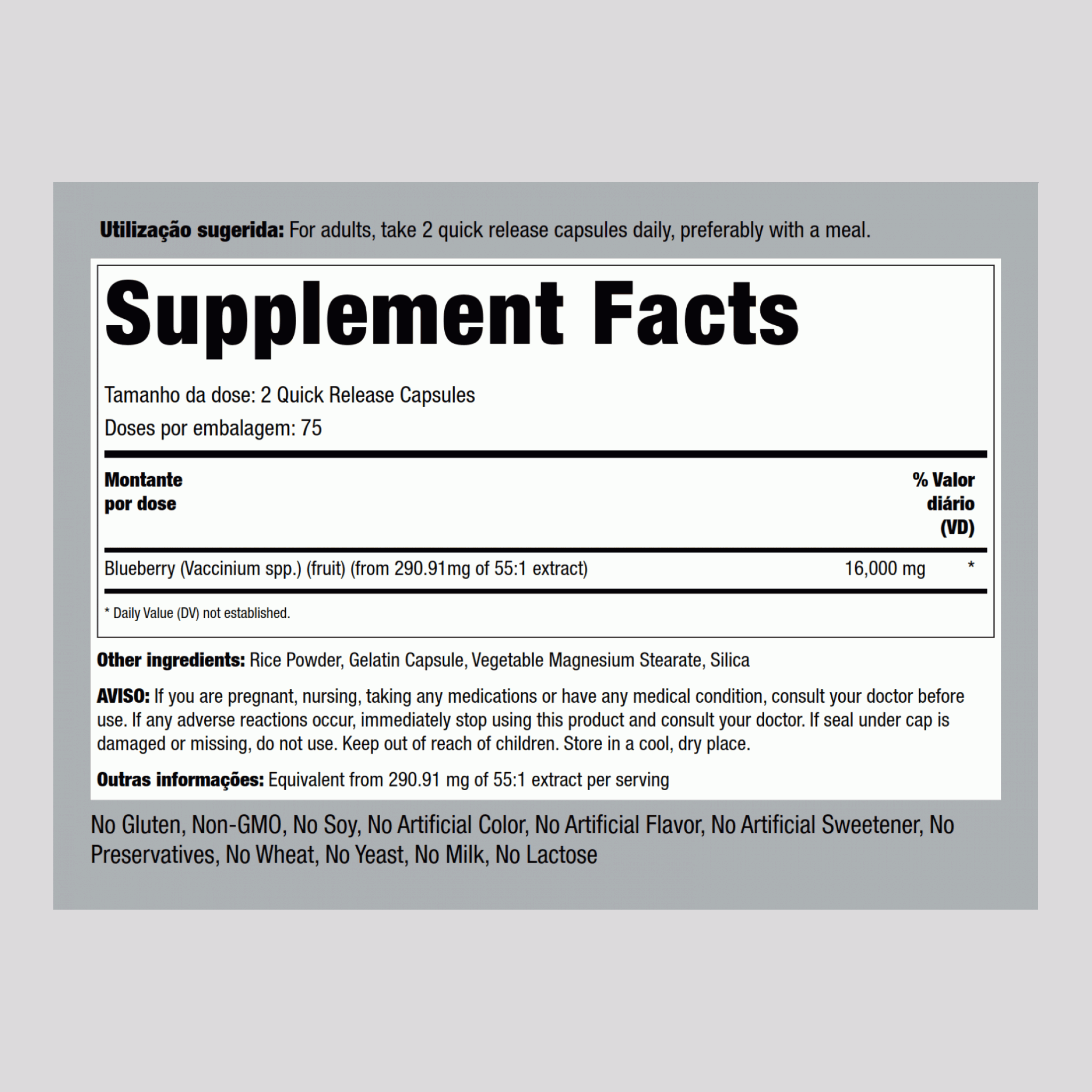 Frutas vermelhas 16,000 mg (por dose) 150 Cápsulas de Rápida Absorção     