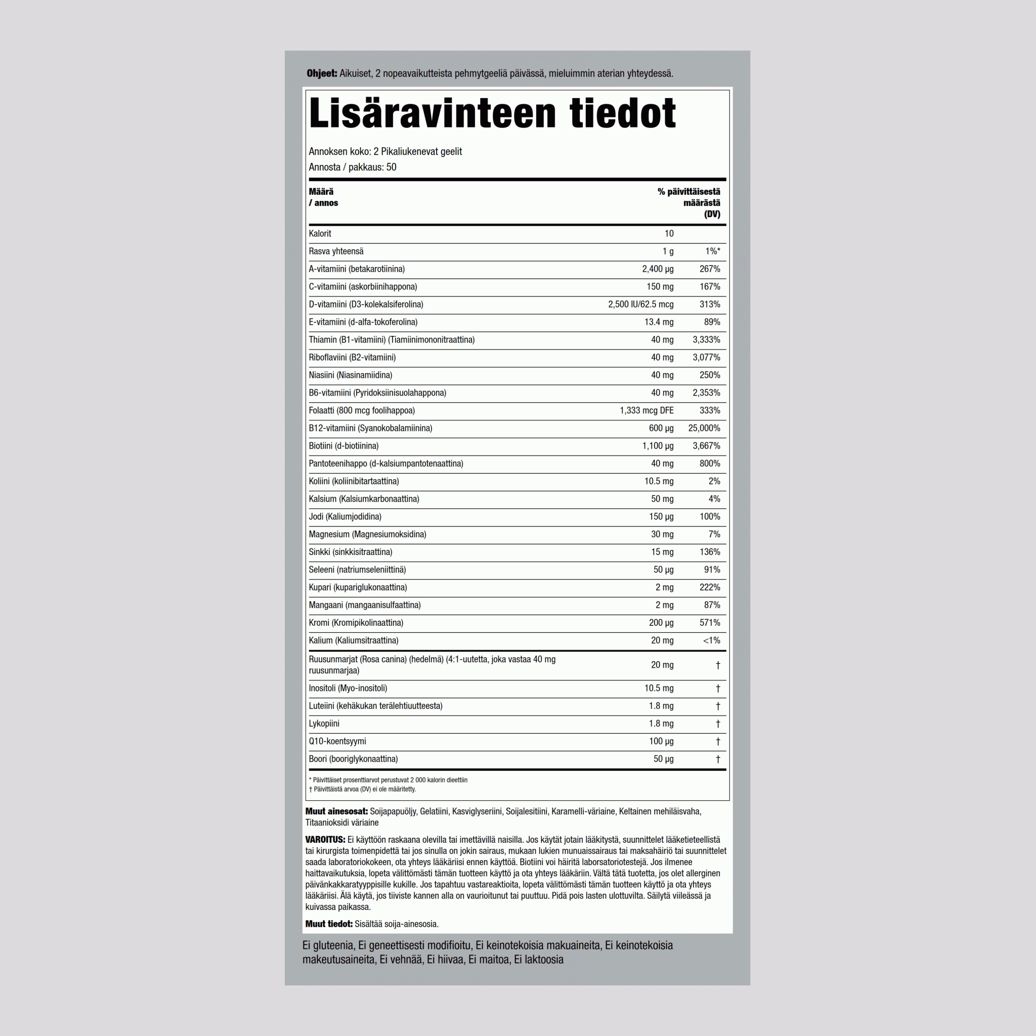 Multi-Vita (monivitamiini mineraali) 100 Pikaliukenevat geelit       