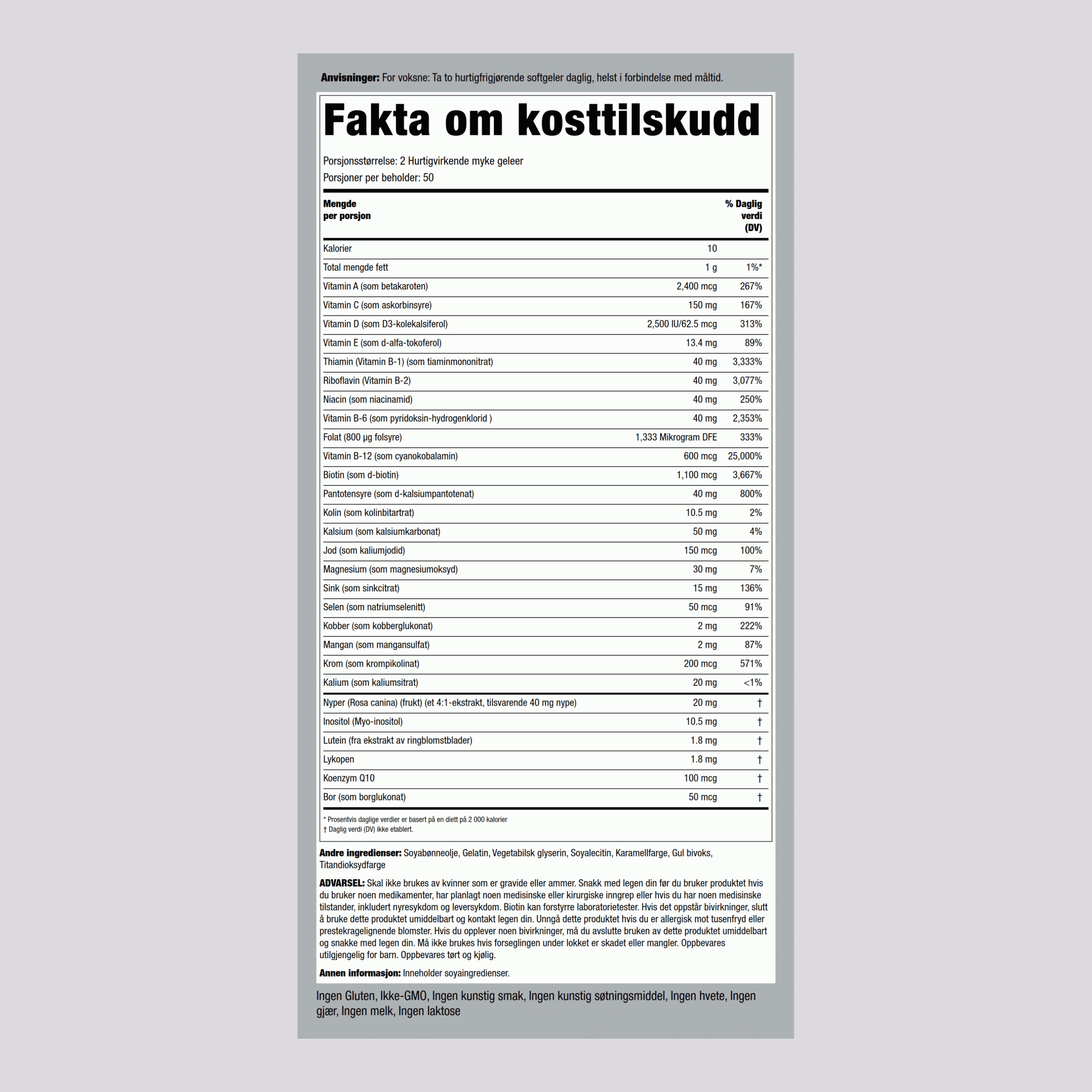 Multi-Vita (multivitaminmineral) 100 Hurtigvirkende myke geleer       