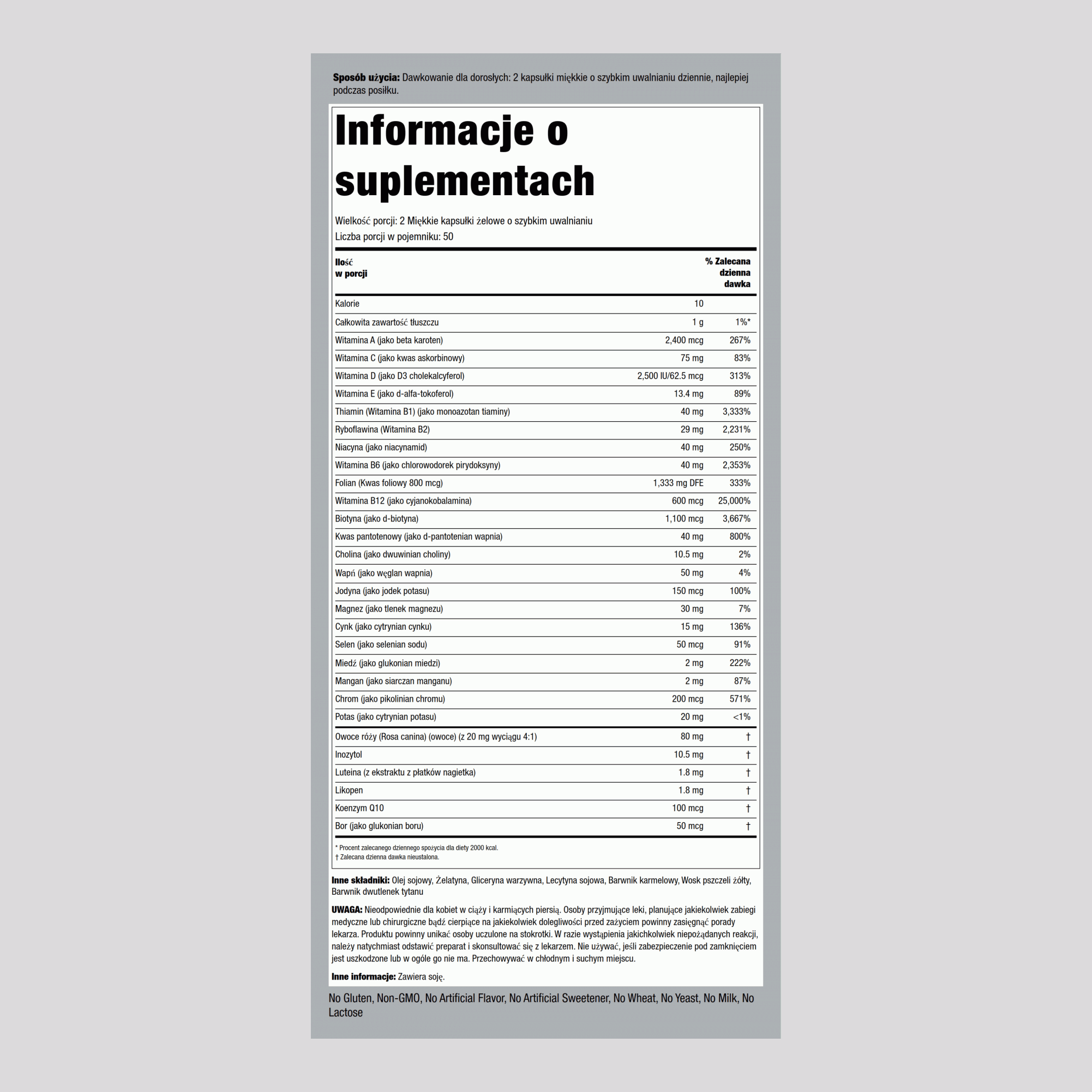 Multi-Vita (zestaw witamin i minerałów),  100 Miękkie kapsułki żelowe o szybkim uwalnianiu 2 Butelki