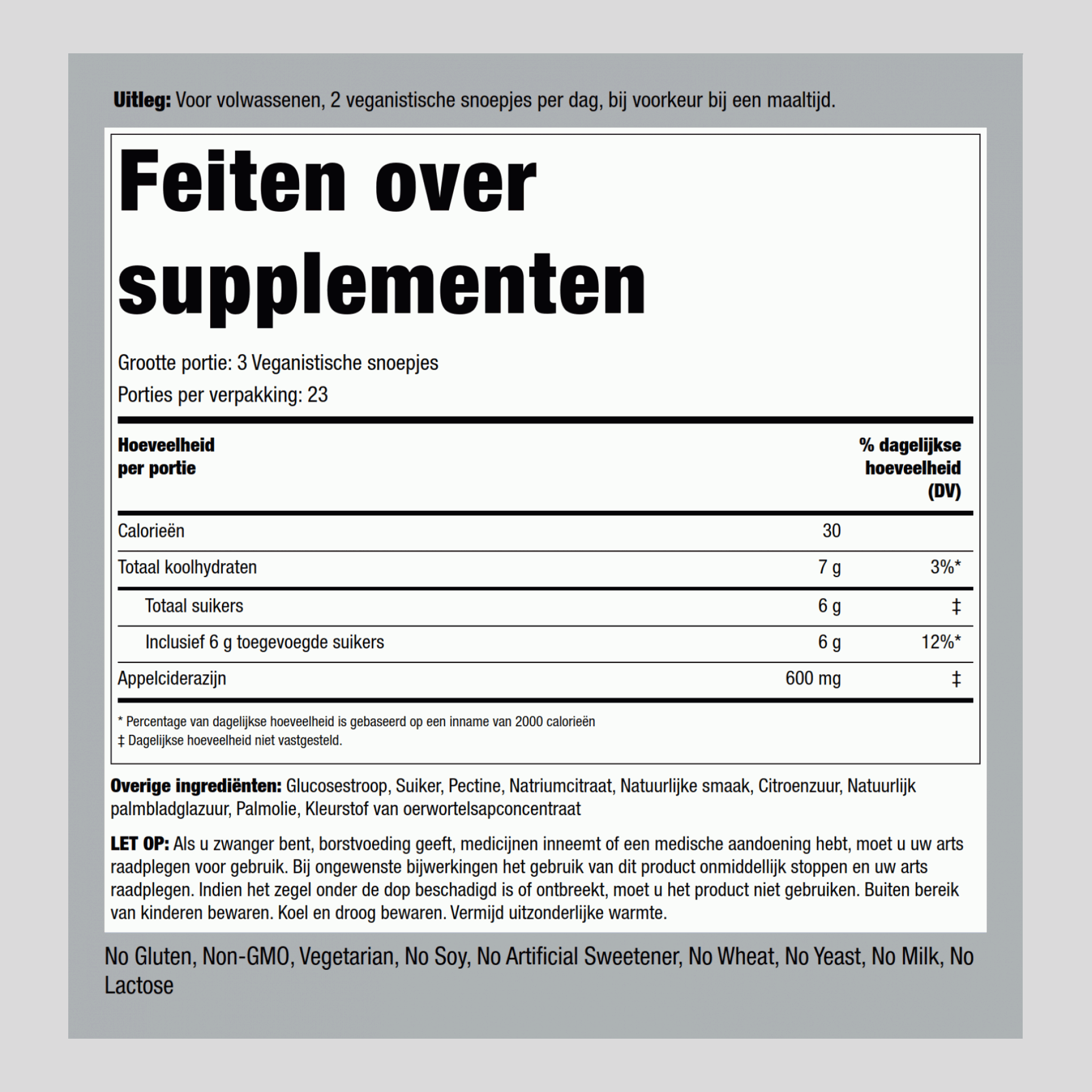 Appelciderazijn (appel)  70 Veganistische snoepjes      