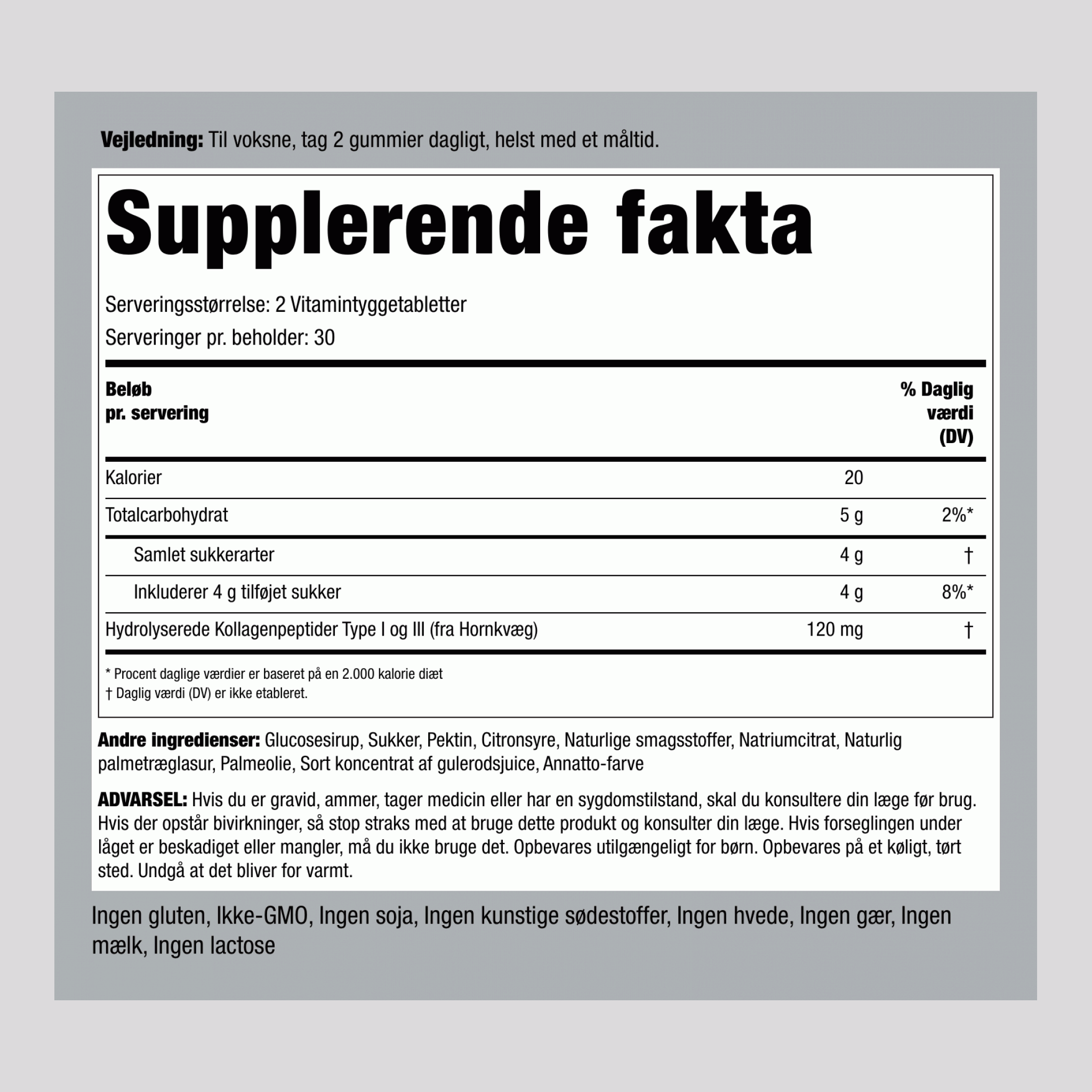 Kollagen Type 1 & 3 (Jordbær), 60 Gummies