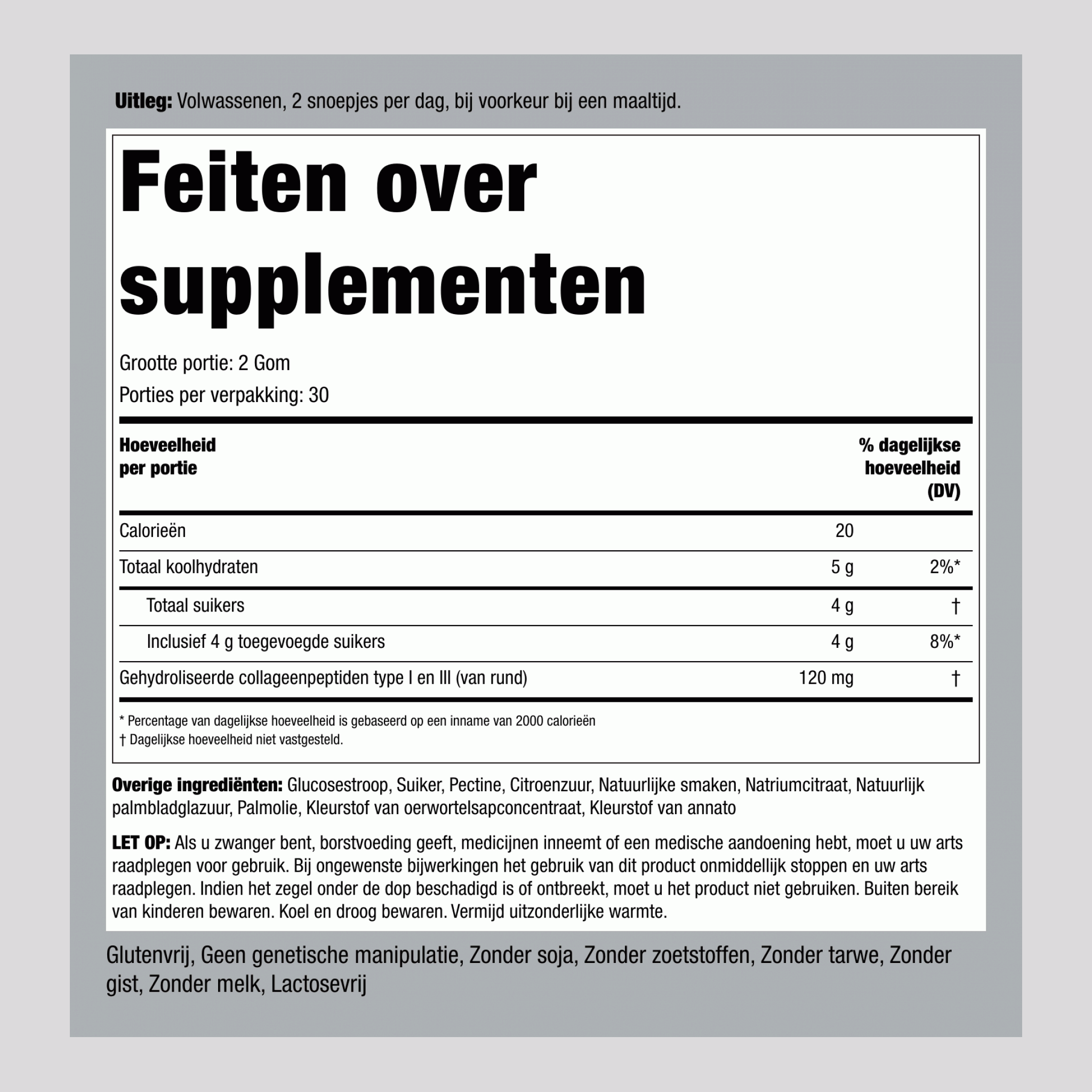 Collageen Type 1 & 3 (Aardbei), 60 Gummies, 2 Flessen