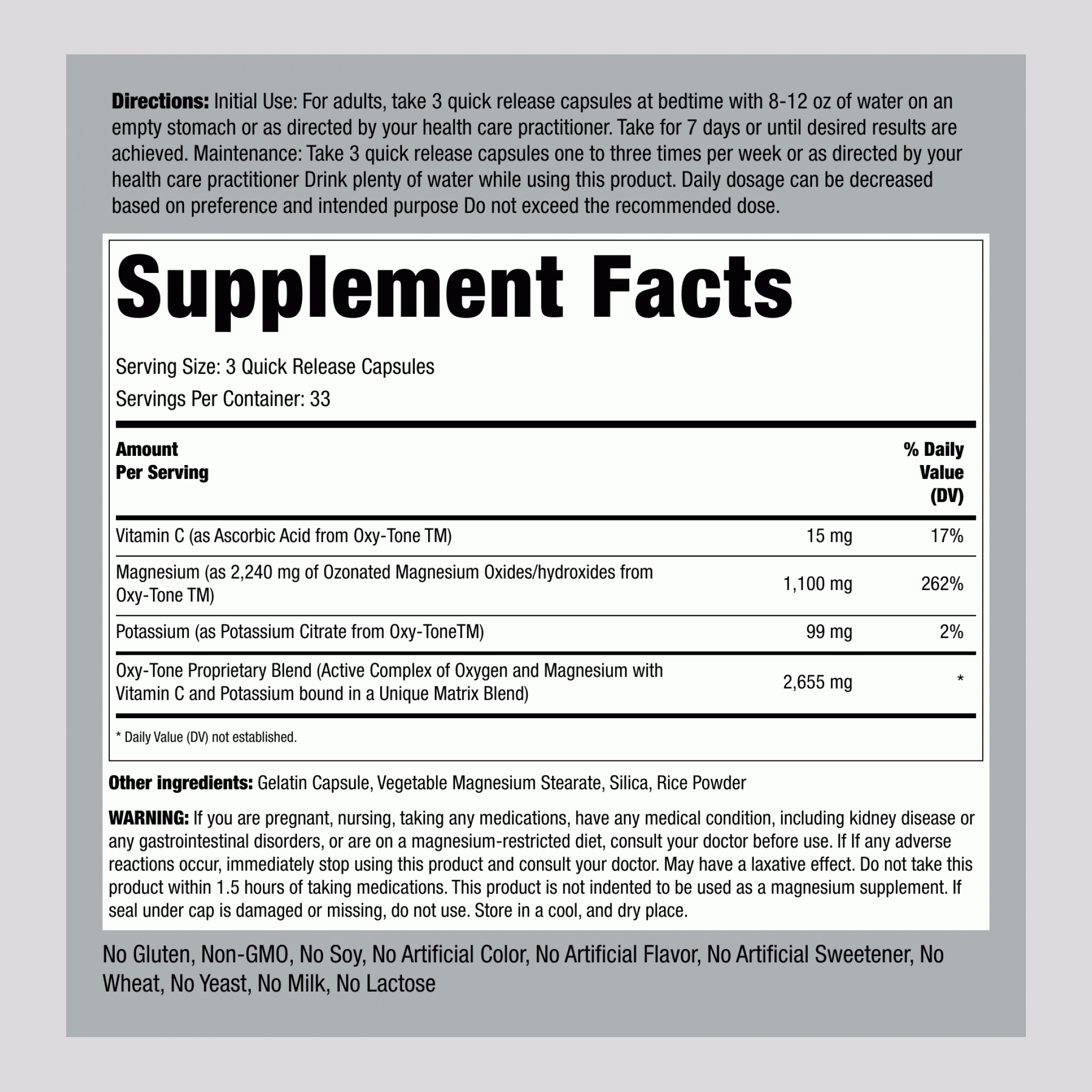 Oxy-Tone氧氣腸道清潔劑 100 快速釋放膠囊       