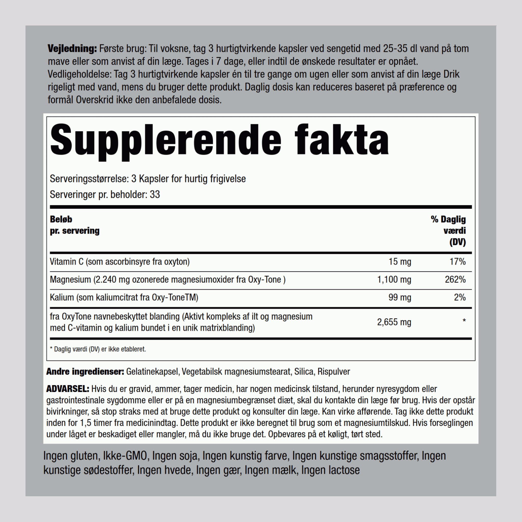 Oxy-Tone ilt tarmrens 100 Kapsler for hurtig frigivelse       