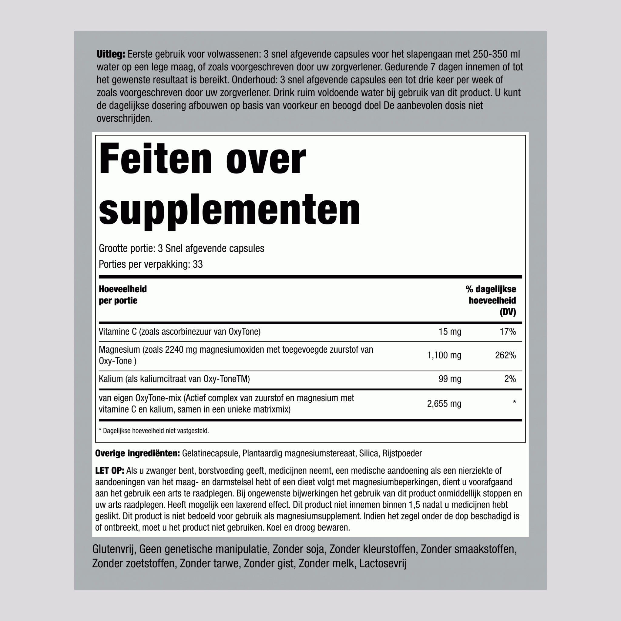 Oxy-Tone intestinale zuurstofreiniger,  100 Snel afgevende capsules 2 Flessen