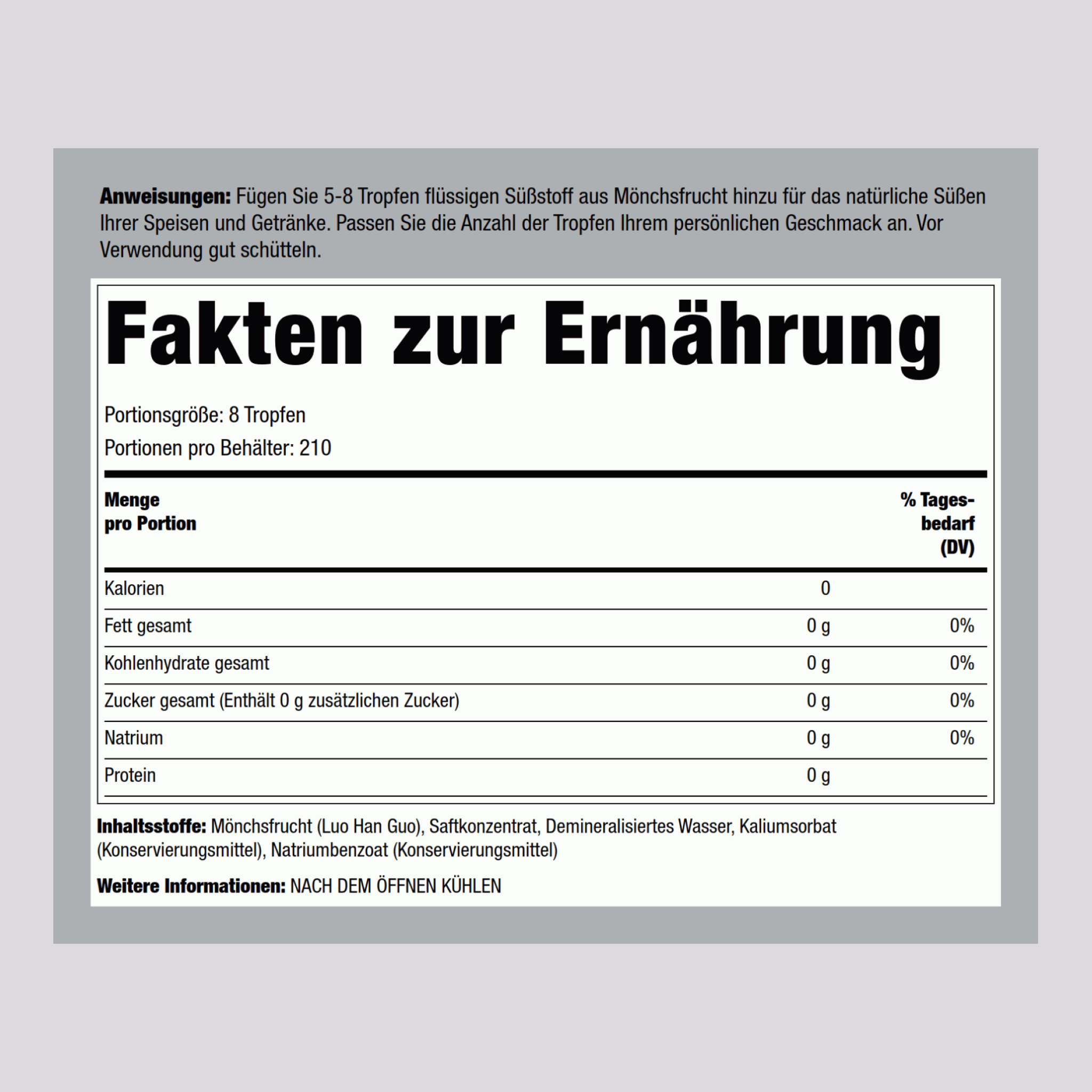 Mönchsfrucht Süßstoff 2 fl oz 59 ml Flasche    