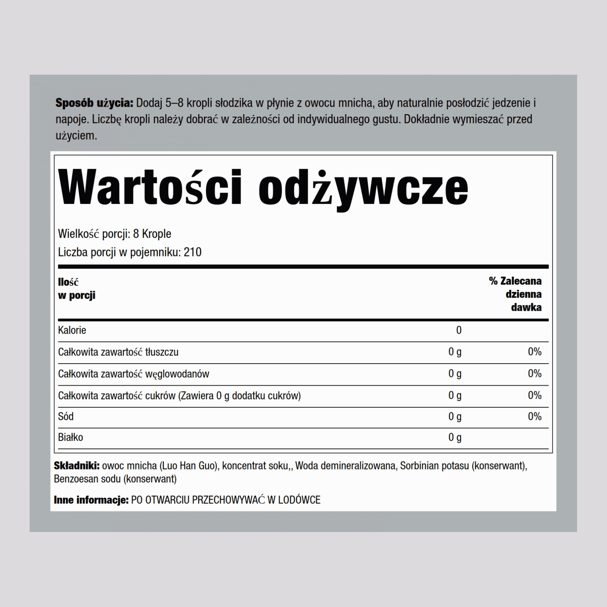 Słodzik z owocu mnicha 2 Uncje sześcienne 59 ml Butelka    