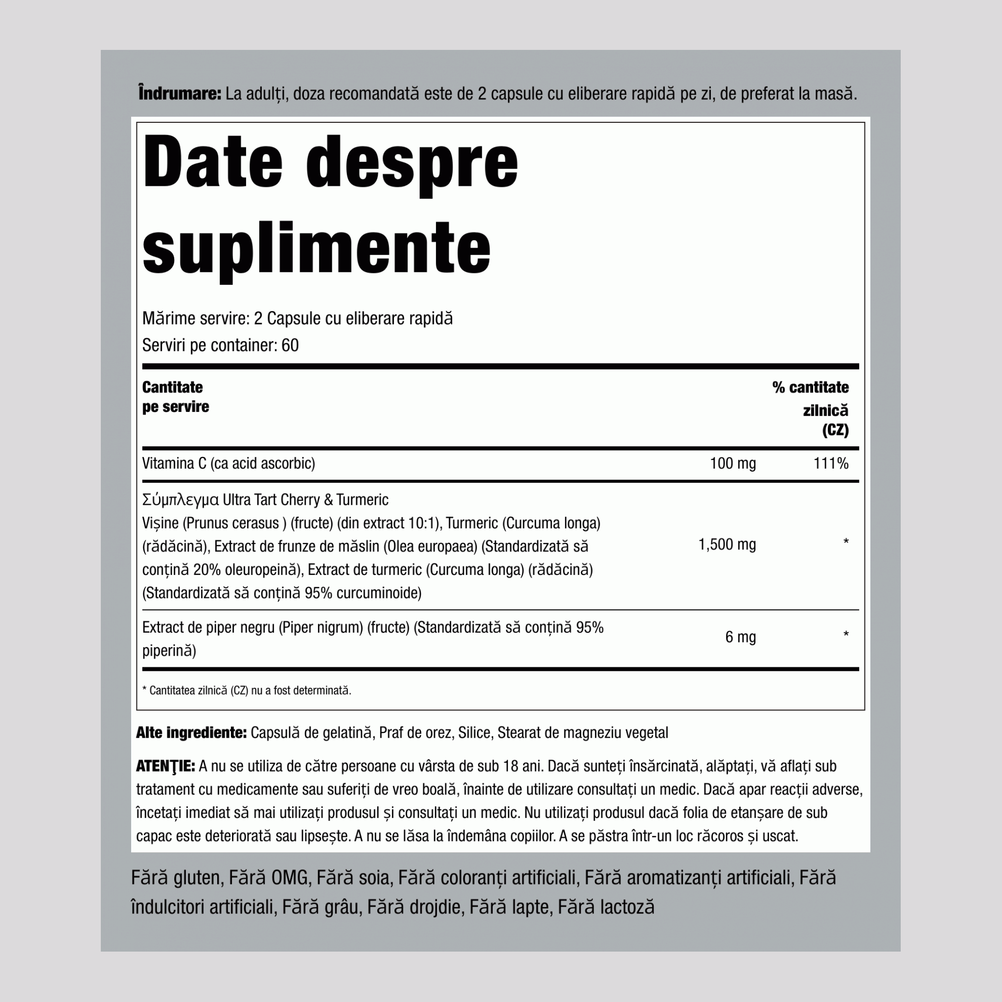 Turmeric cu vișine 120 Capsule vegetariene       