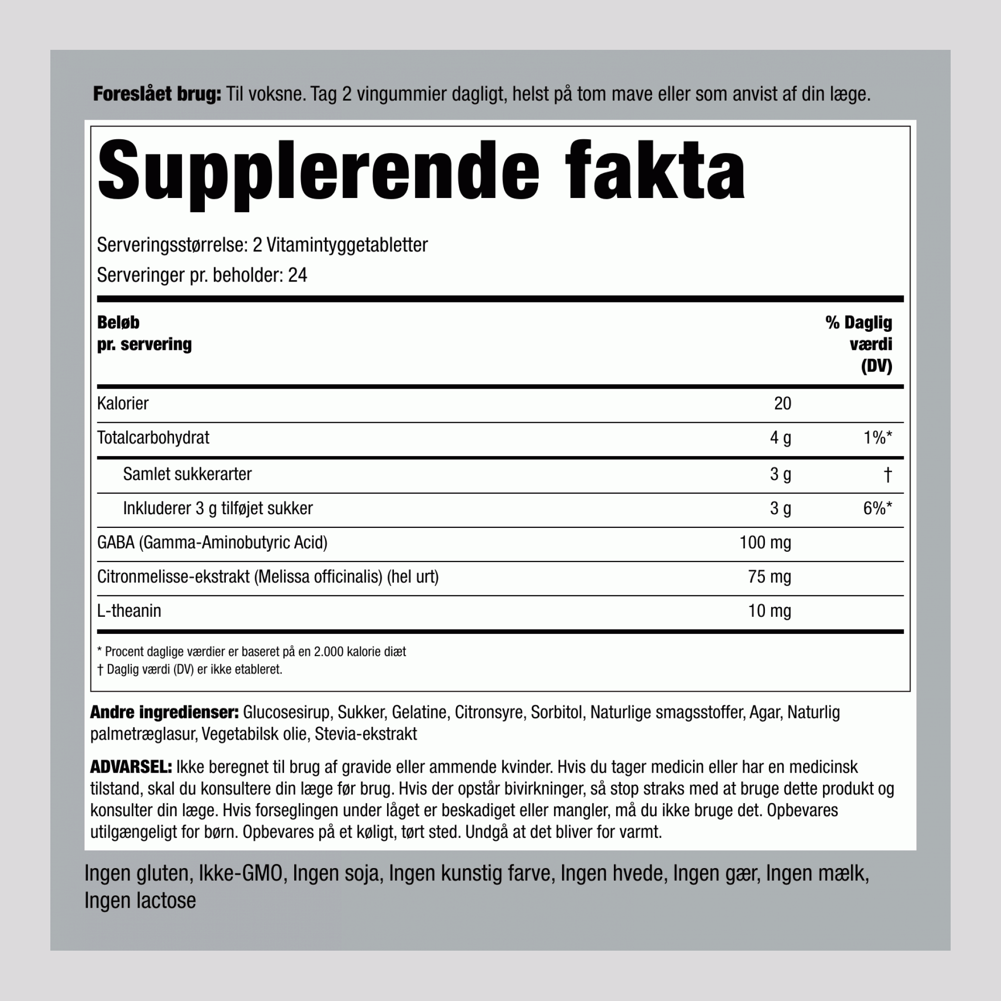 Beroligende Stressstøtte + GABA & L-Theanin (Lækker Citron & Jordbær), 60 Gummies, 2 Flasker
