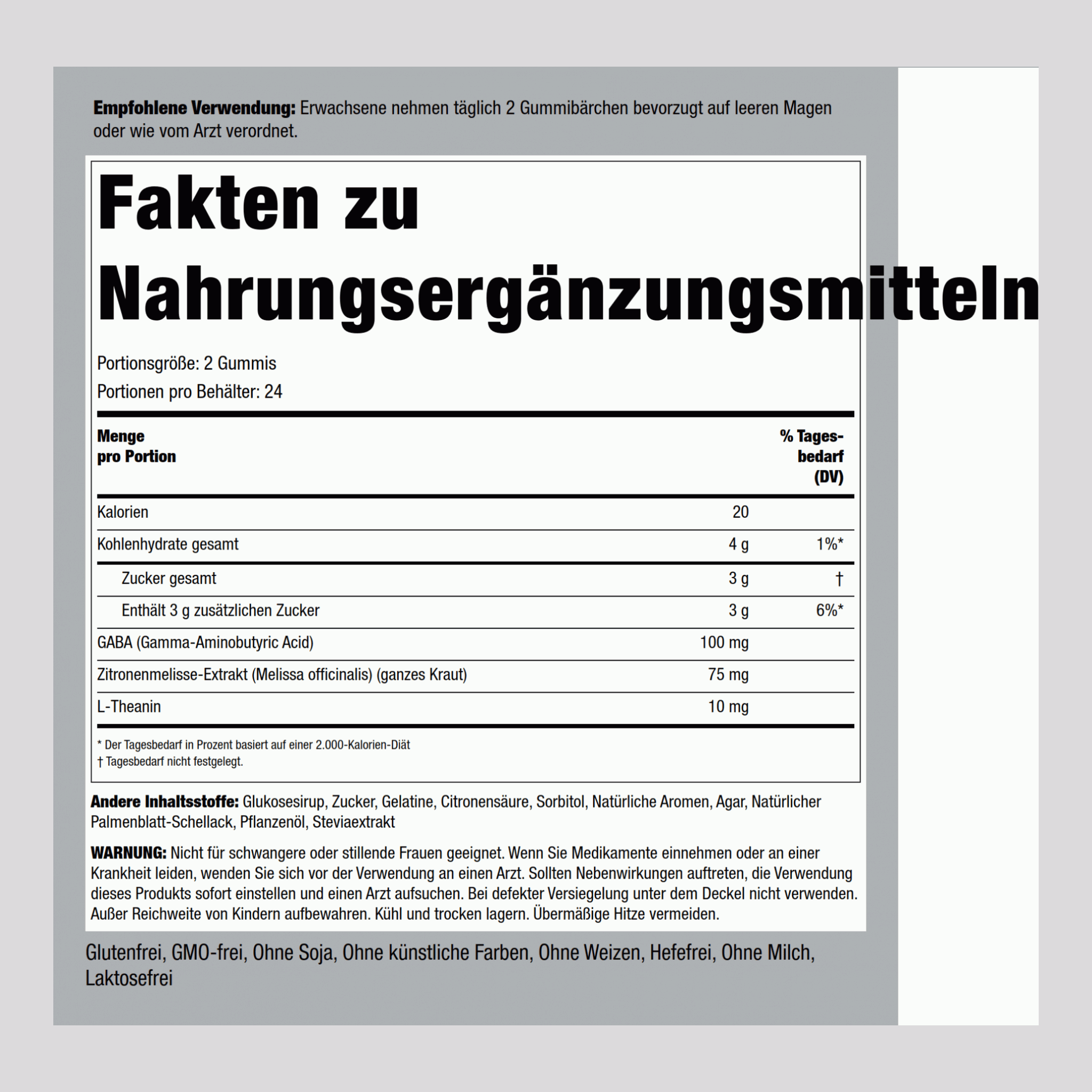 Zur Stressberuhigung + GABA & L-Theanin Gummibärchen (natürliche Zitrone & Erdbeere) 60 Gummis 2 Flaschen     