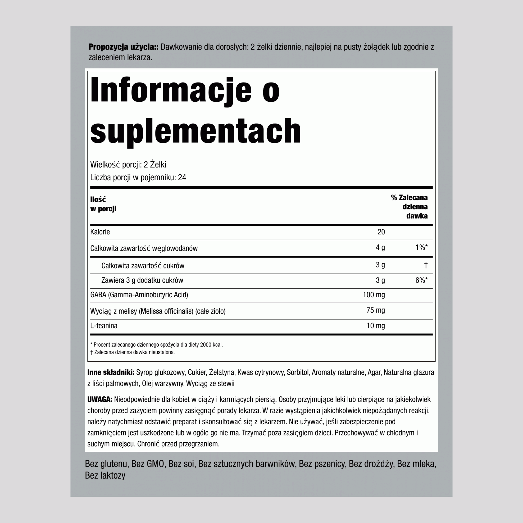 Kojące wsparcie w walce ze stresem + GABA i L-teanina (pyszny cytryna i truskawka), 60 żelków, 2 butelki