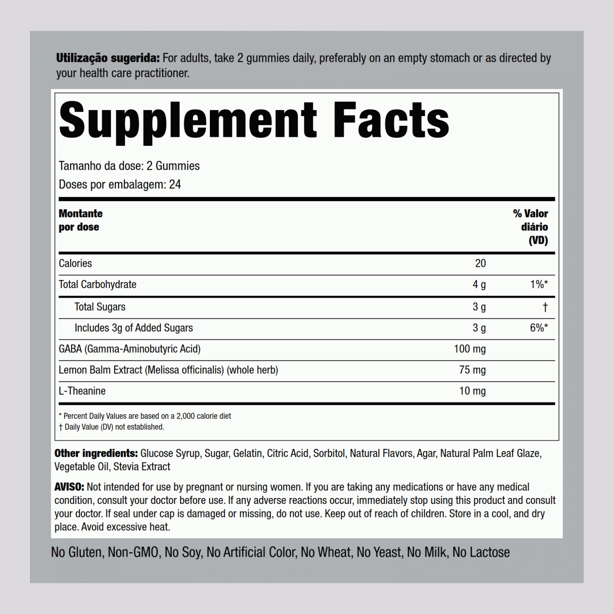 Suporte Calmante para o Estresse + GABA & L-Teanina (Delicioso Limão & Morango), 60 Gummies, 2 Frascos