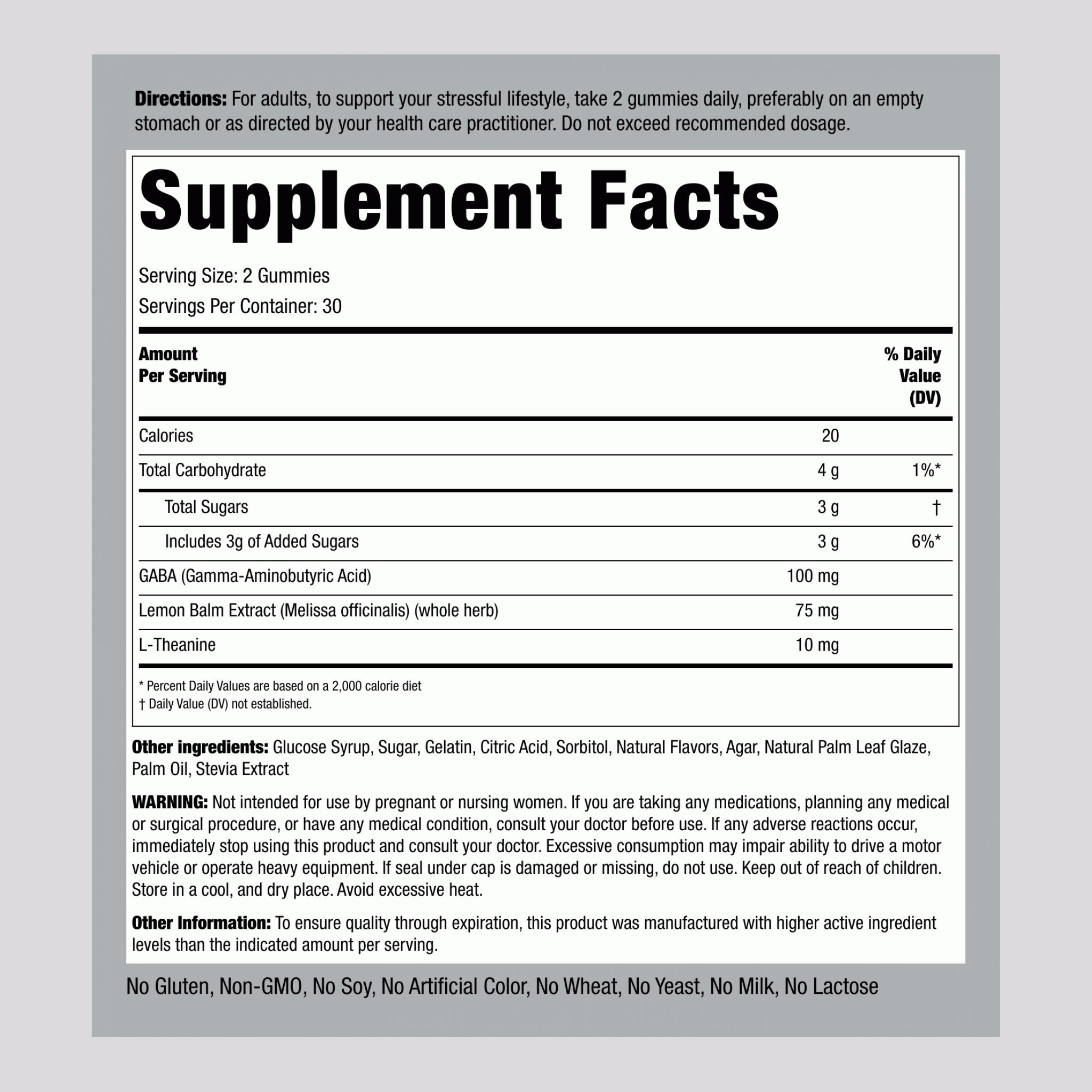 Soothing Stress Support + GABA & L-Theanine Gummies (Natural Lemon & Strawberry), 60 Gummies