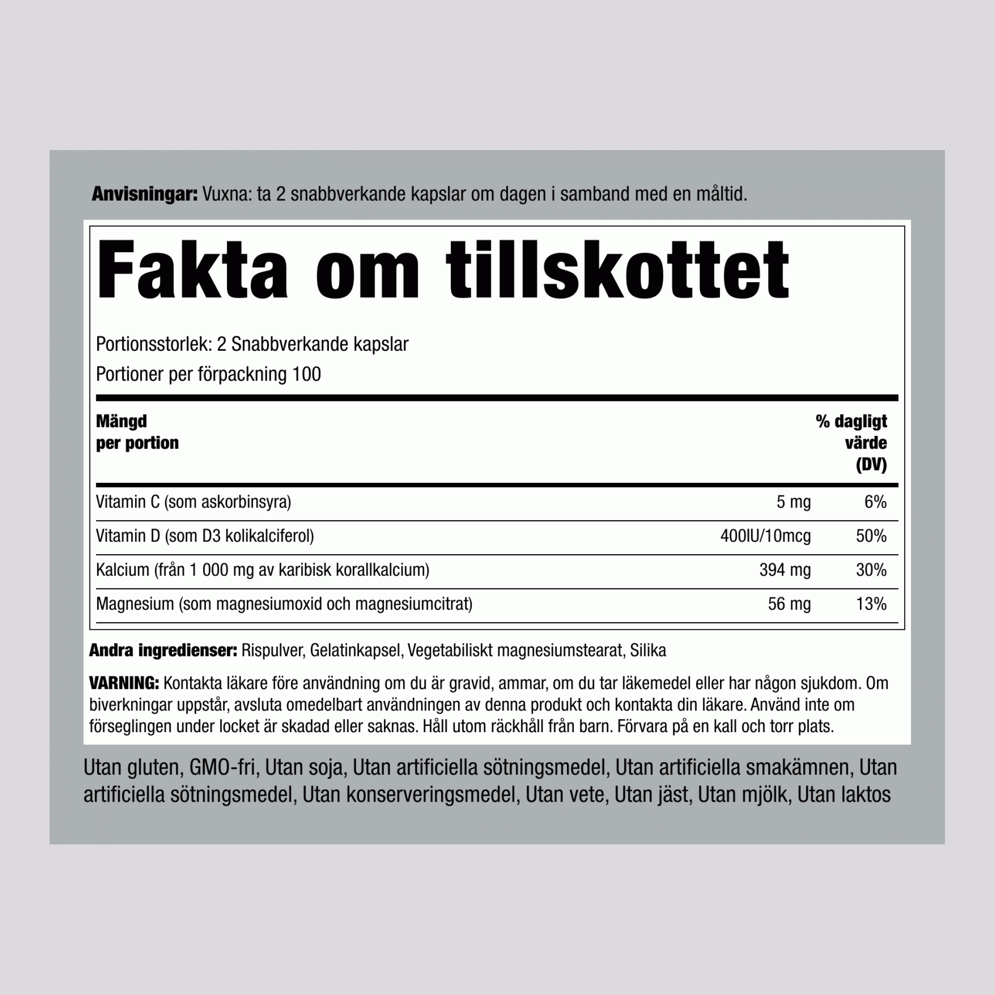 Ultra Korallkalciumkomplex, 1000 mg (per portion), 200 Snabbfrigörande Kapslar