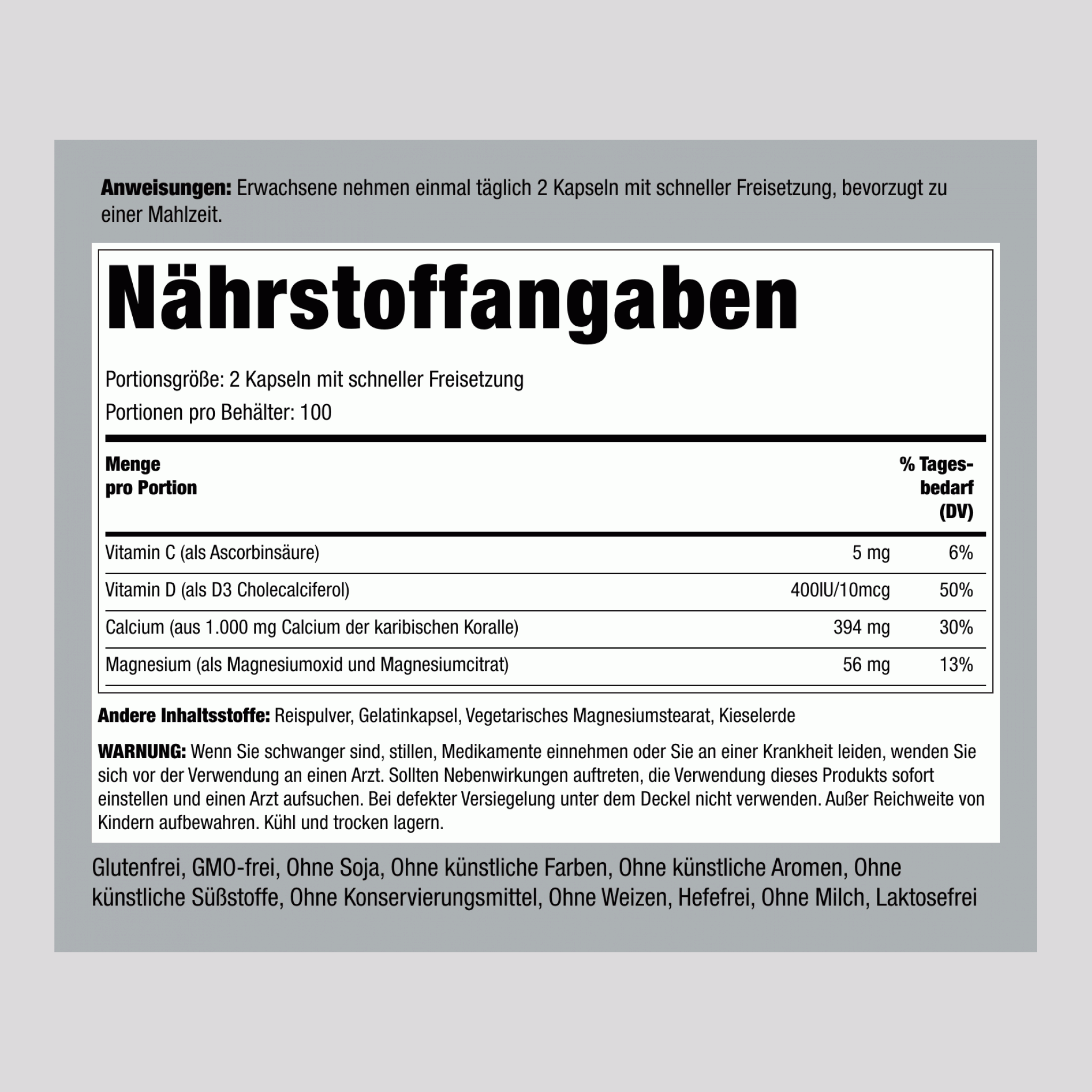 Ultra Korallenkalzium Komplex 1000 mg 200 Kapseln mit schneller Freisetzung 2 Flaschen   
