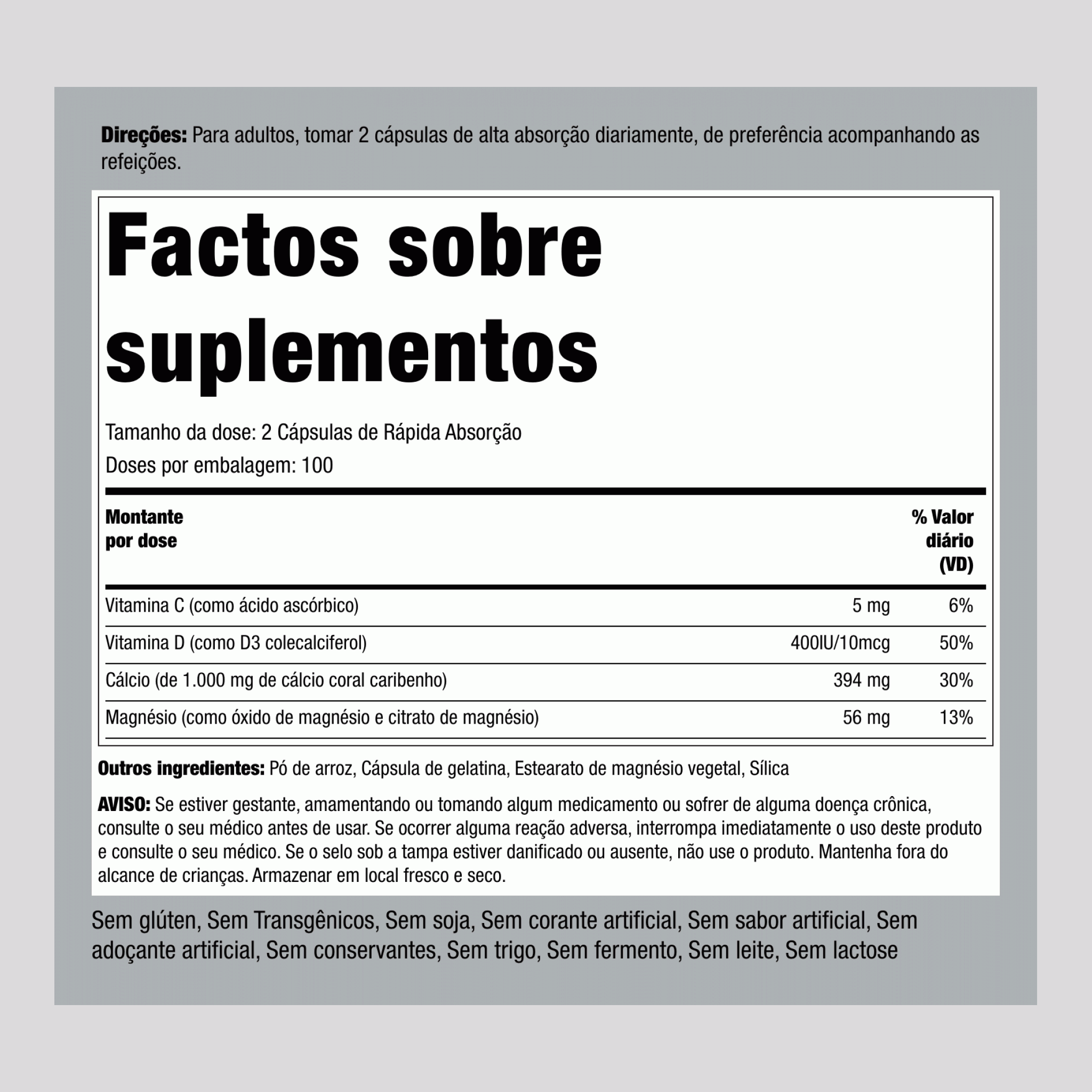 Complexo de cálcio ultracoralino  1000 mg 200 Cápsulas de Rápida Absorção 2 Frascos   