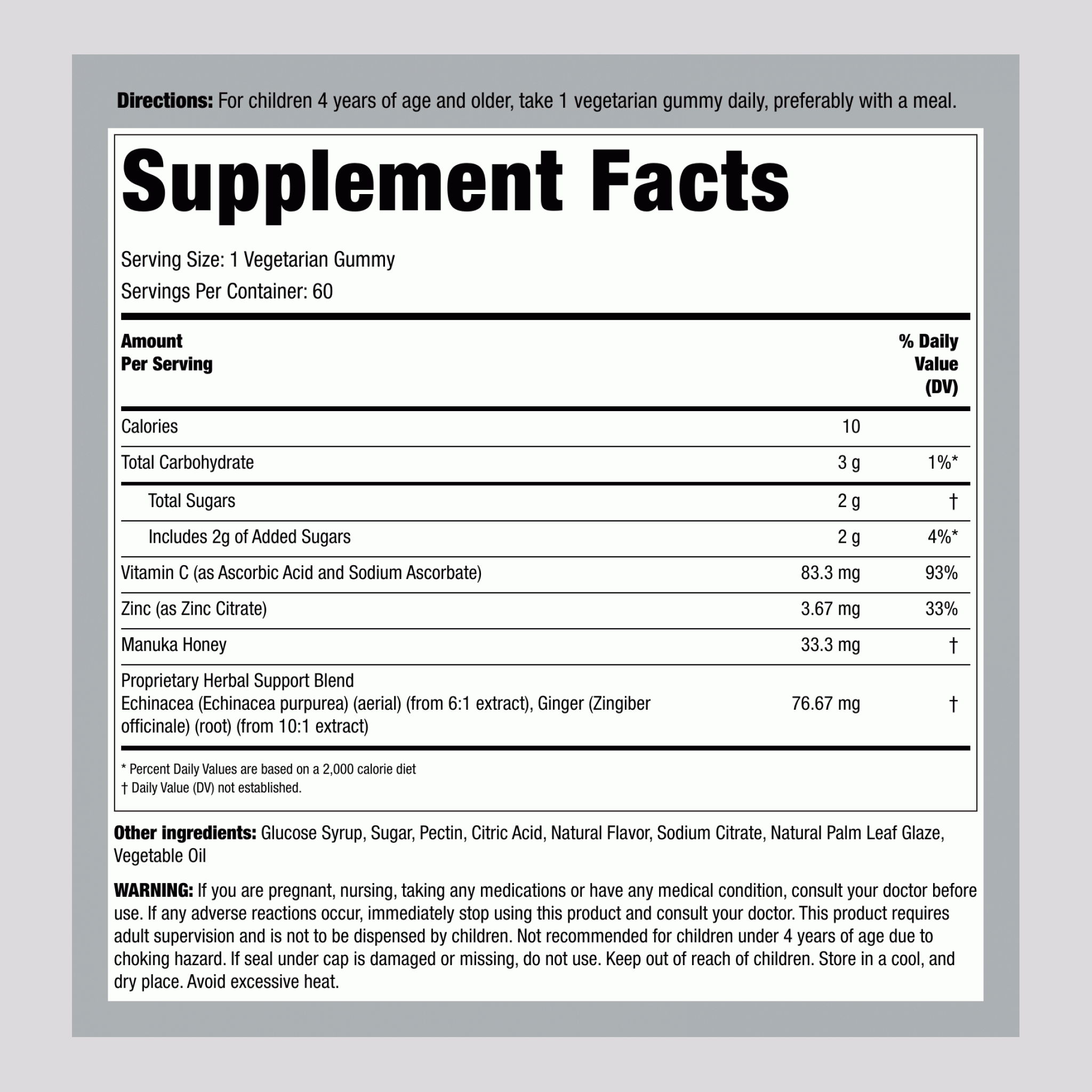 Kids Vitamin C + Zinc (Lemon-Licious Flavor), 60 Vegan Gummies