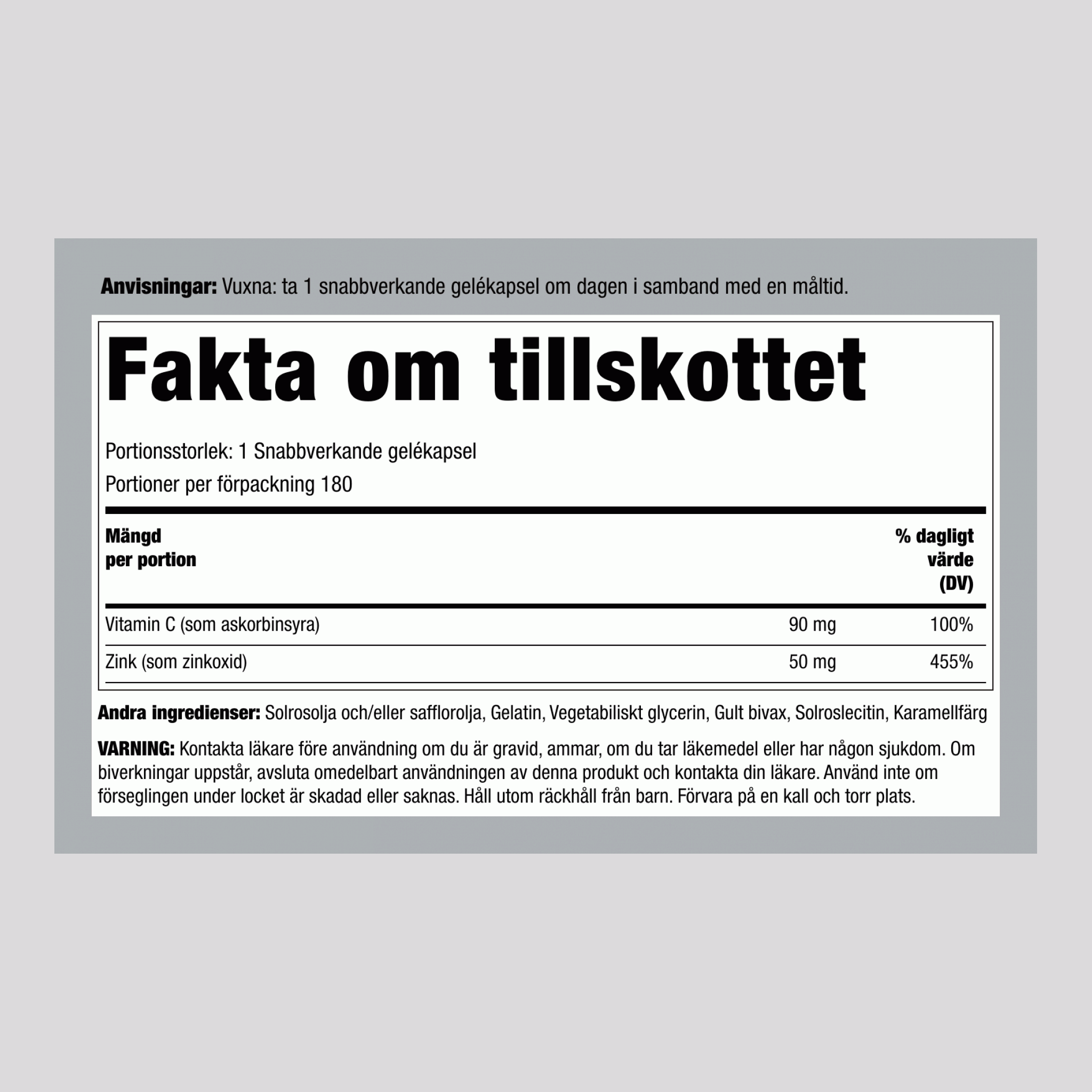 Vpijajoč vitamin C Plus cink,  180 Kapsule iz mehkega gela s hitrim sproščanjem 2 Steklenice