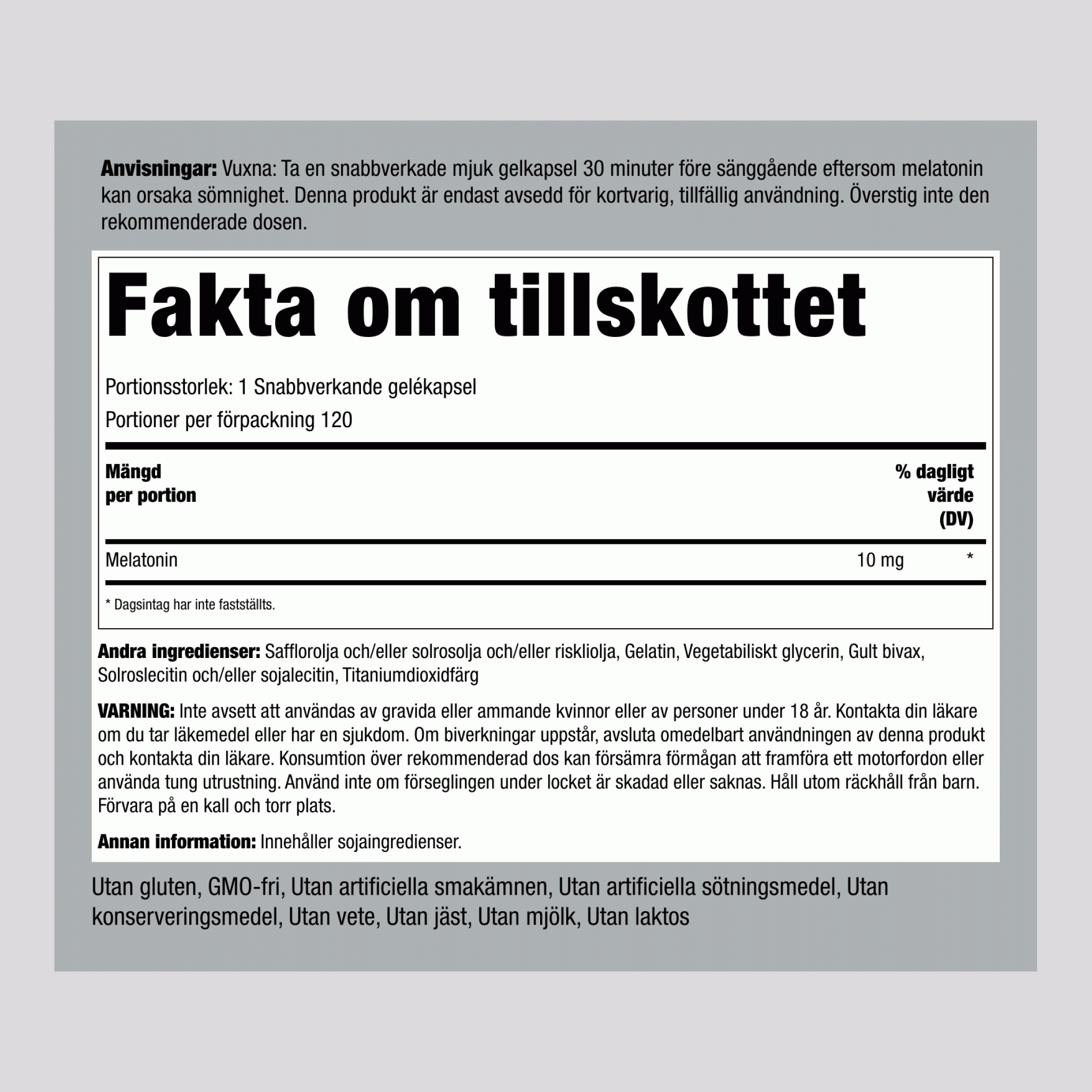 Visoko vpojen melatonin,  10 mg 120 Kapsule iz mehkega gela s hitrim sproščanjem 2 Steklenice