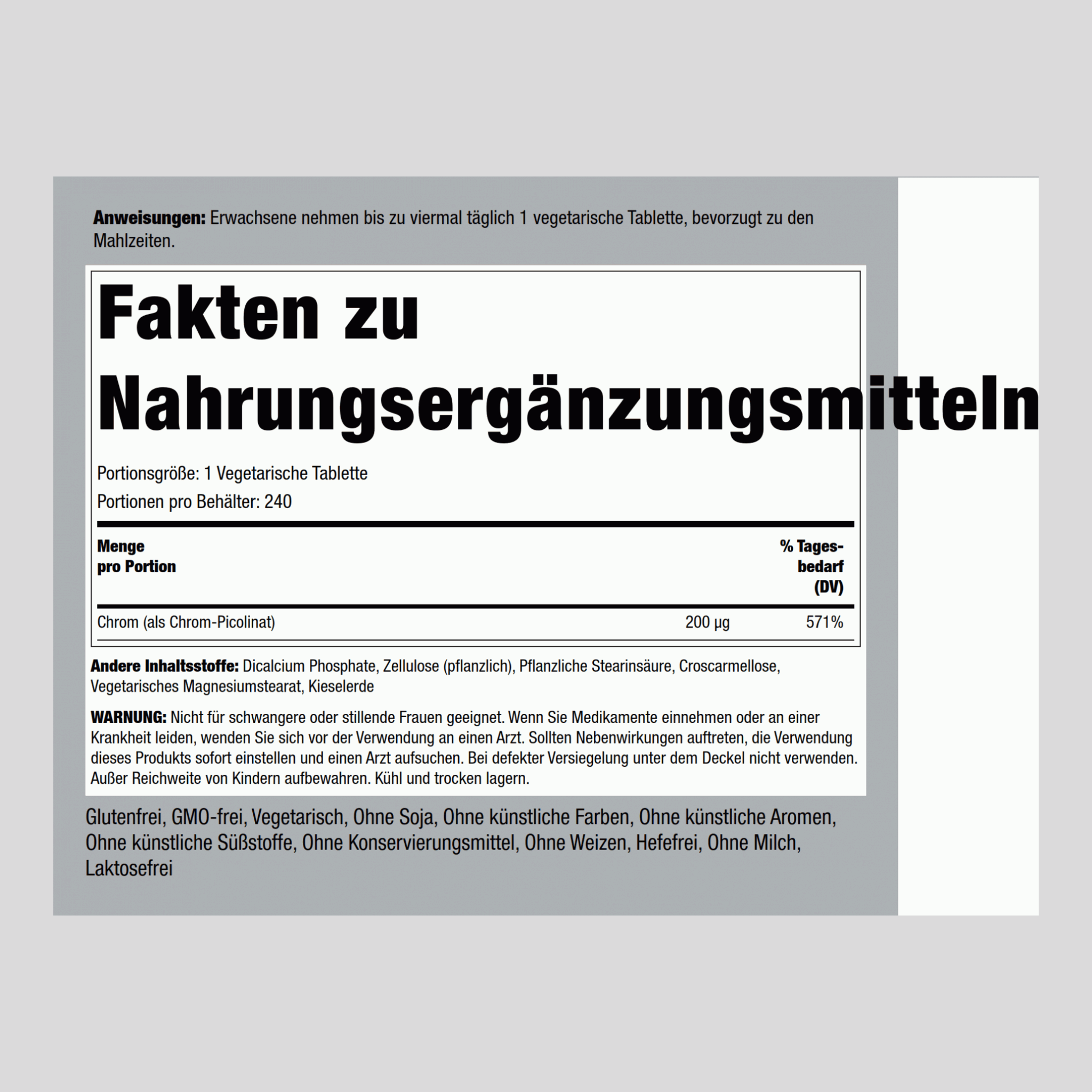 Chrom-Picolinat  200 µg 240 Tabletten     