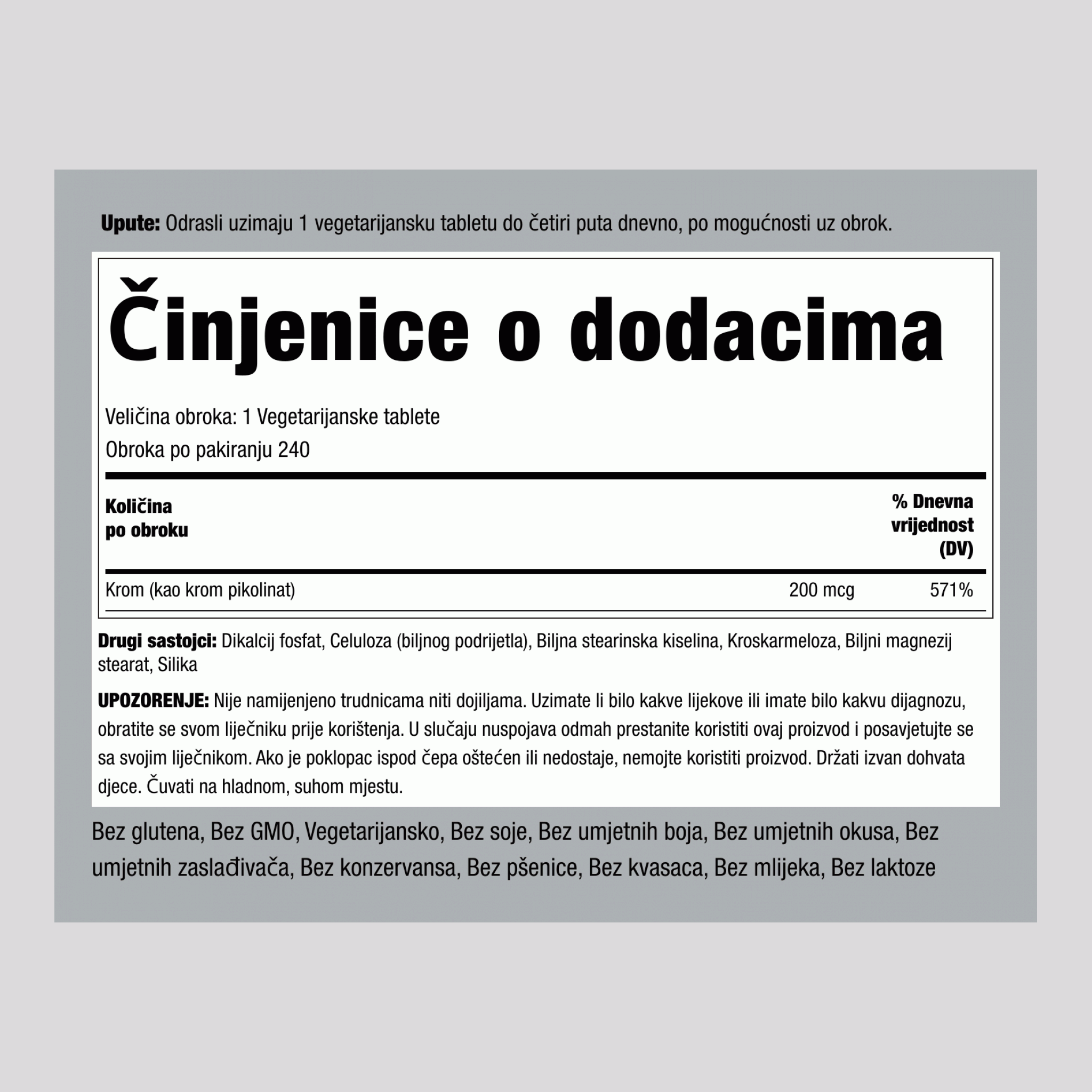 Krom-pikolinat  200 mcg 240 Tablete 2 Boce   