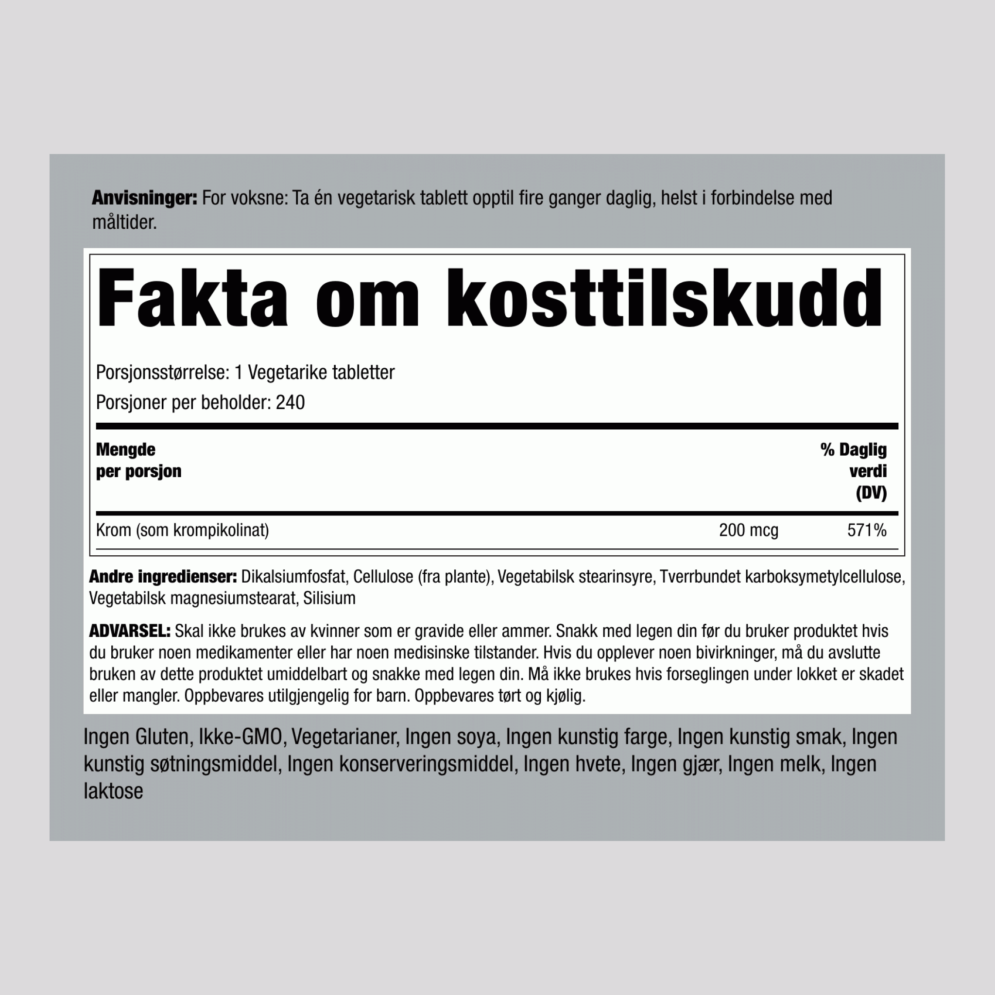 Krompikolinat 200 mcg 240 Tabletter 2 Flasker   