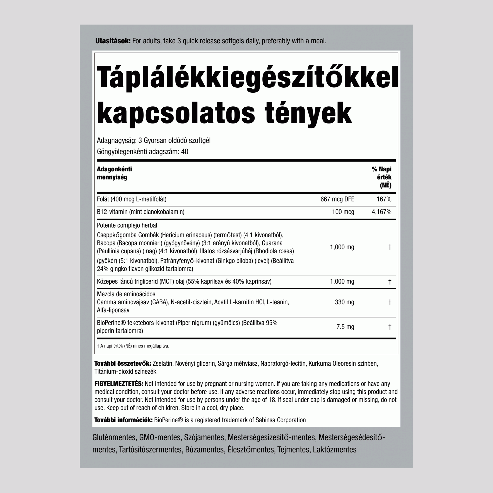 Brain Up 120 Gyorsan oldódó szoftgél       